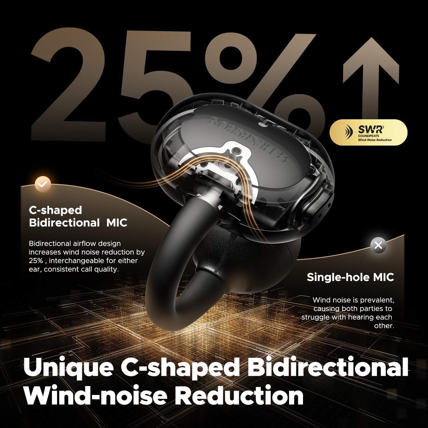 SOUNDPEATS POP Clip Open Ear Earbuds, Bluetooth 5.4 Clip-On Headphones, Lightweight Comfort, AI Call Noise Cancellation with Dual Connection, Immersive Audio Wireless Earbuds, 30H, IPX5, App Control - الصورة 4