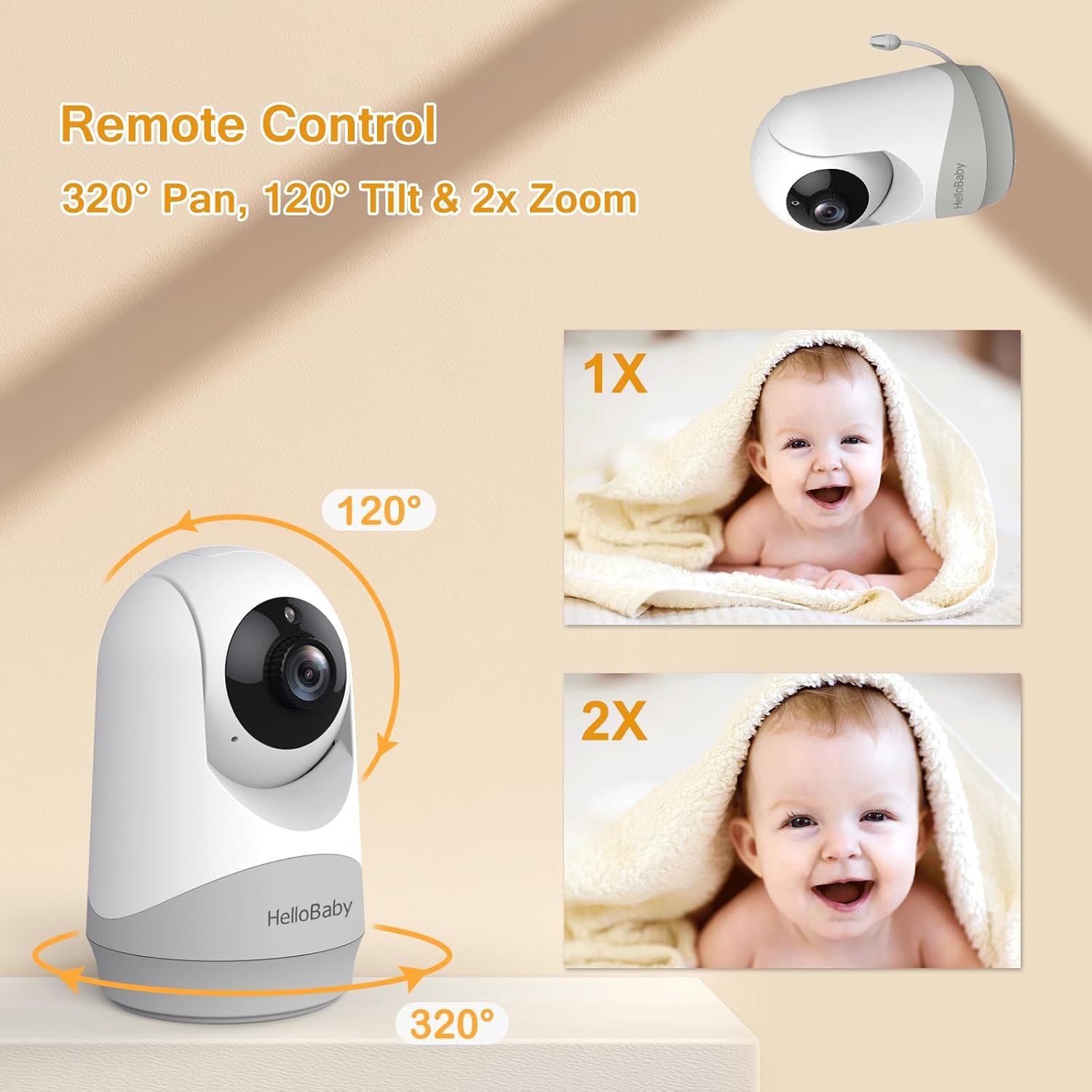 HelloBaby Baby Monitor with Camera and Audio, 3.2" Baby Camera Monitor - الصورة 3