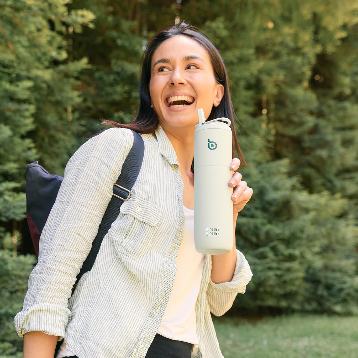 BOTTLE BOTTLE Insulated Water Bottle 24oz with Straw Lid and Handle for Sports Travel Gym Stainless Steel Water Bottles Double-Wall Vacuum Metal Thermos Bottles Leak Proof BPA-Free (Light Green) - الصورة 2