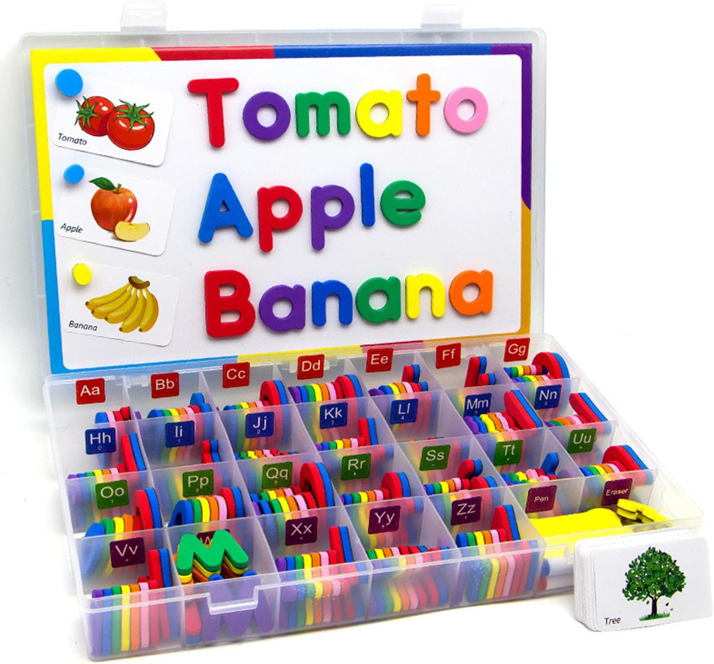 Magnetic Letters 234 Pcs, Kids Preschool Eductional Foam Alphabet, Colorful Letters Kit with Magnetic Board, 40 Pcs Word Cards, pen and Eraser, Educational Toys & Learning Games for Boy Girl