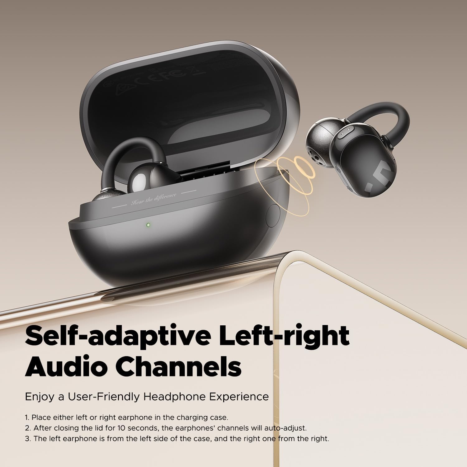 SOUNDPEATS POP Clip Open Ear Earbuds, Bluetooth 5.4 Clip-On Headphones, Lightweight Comfort, AI Call Noise Cancellation with Dual Connection, Immersive Audio Wireless Earbuds, 30H, IPX5, App Control - الصورة 8