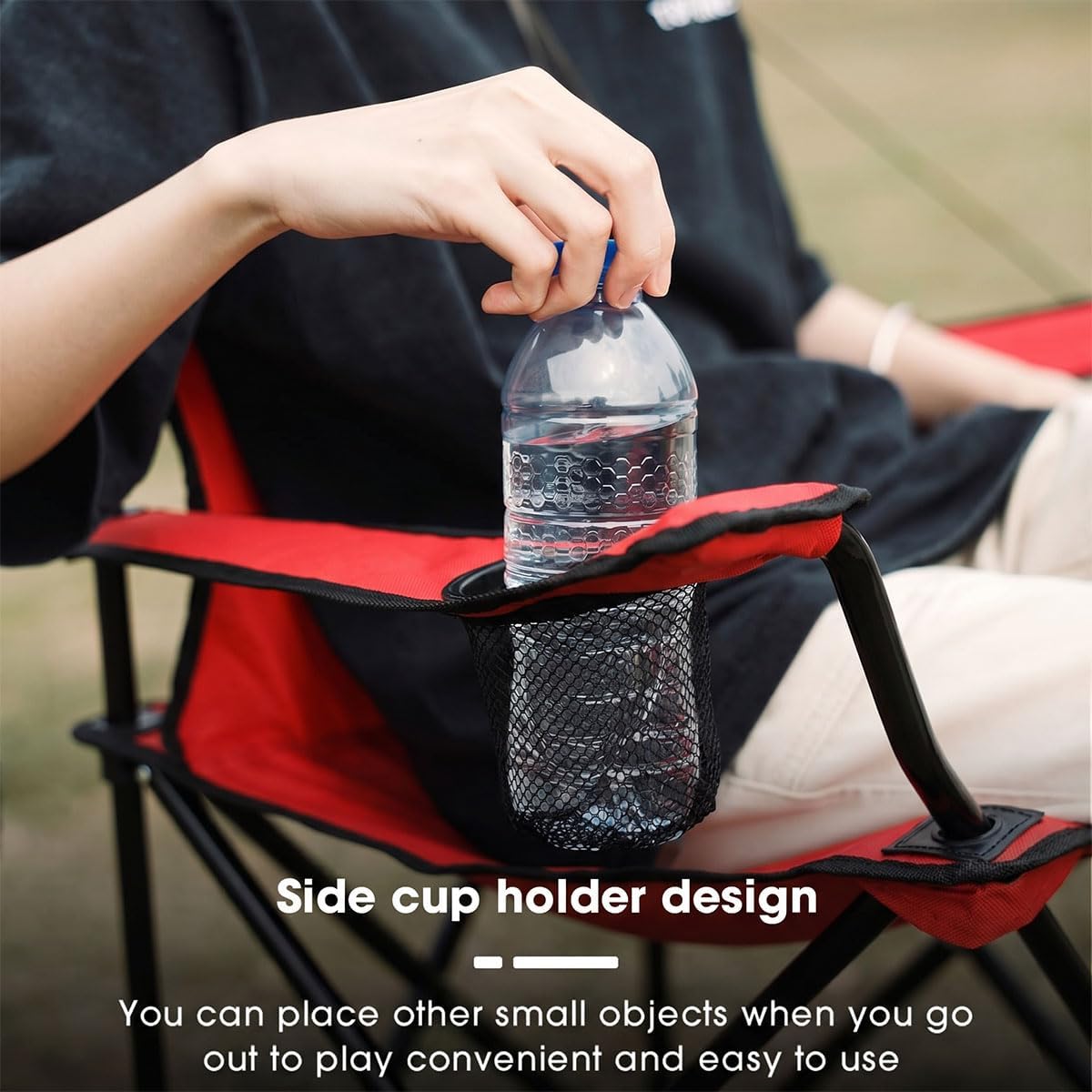 ECVV Folding Beach Chair for Adults, Lightweight Portable Outdoor Camping Chairs with Cup Holder & Carry Bag for Picnic, Garden, Hiking, Travel (Random Color) - الصورة 5