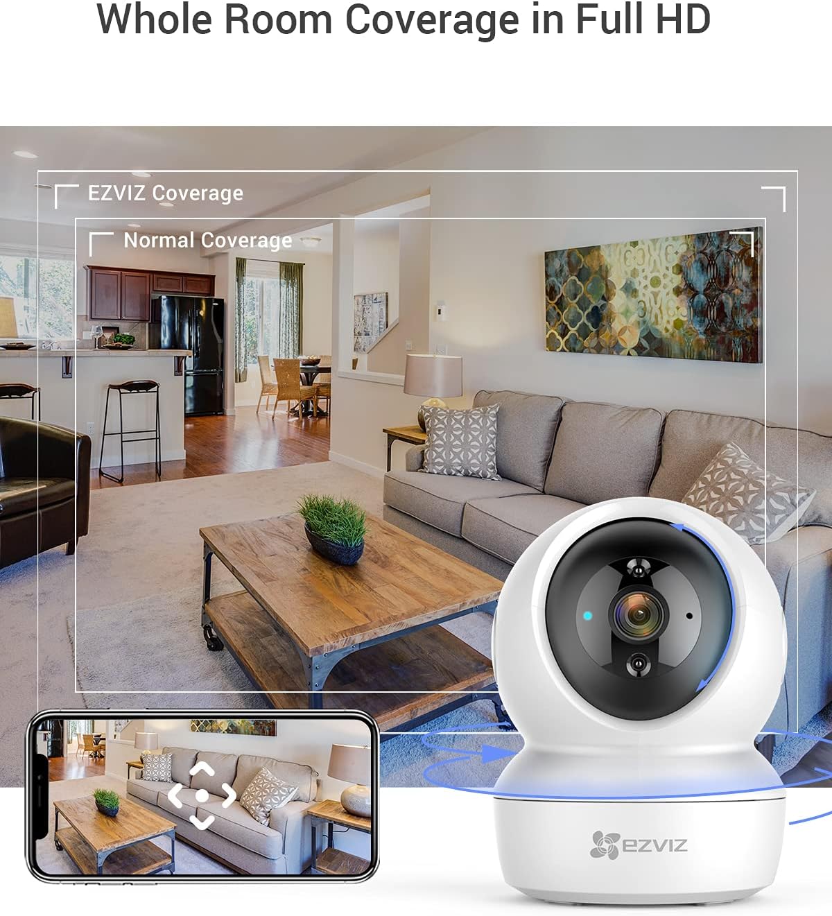 EZVIZ C6N Security Camera, 1080p WiFi Indoor Home Camera, Baby Monitor Surveillance Camera with Motion Detection, Smart Tracking, Two Way Audio, Night Vision, Remote Control, Works with Alexa - الصورة 3