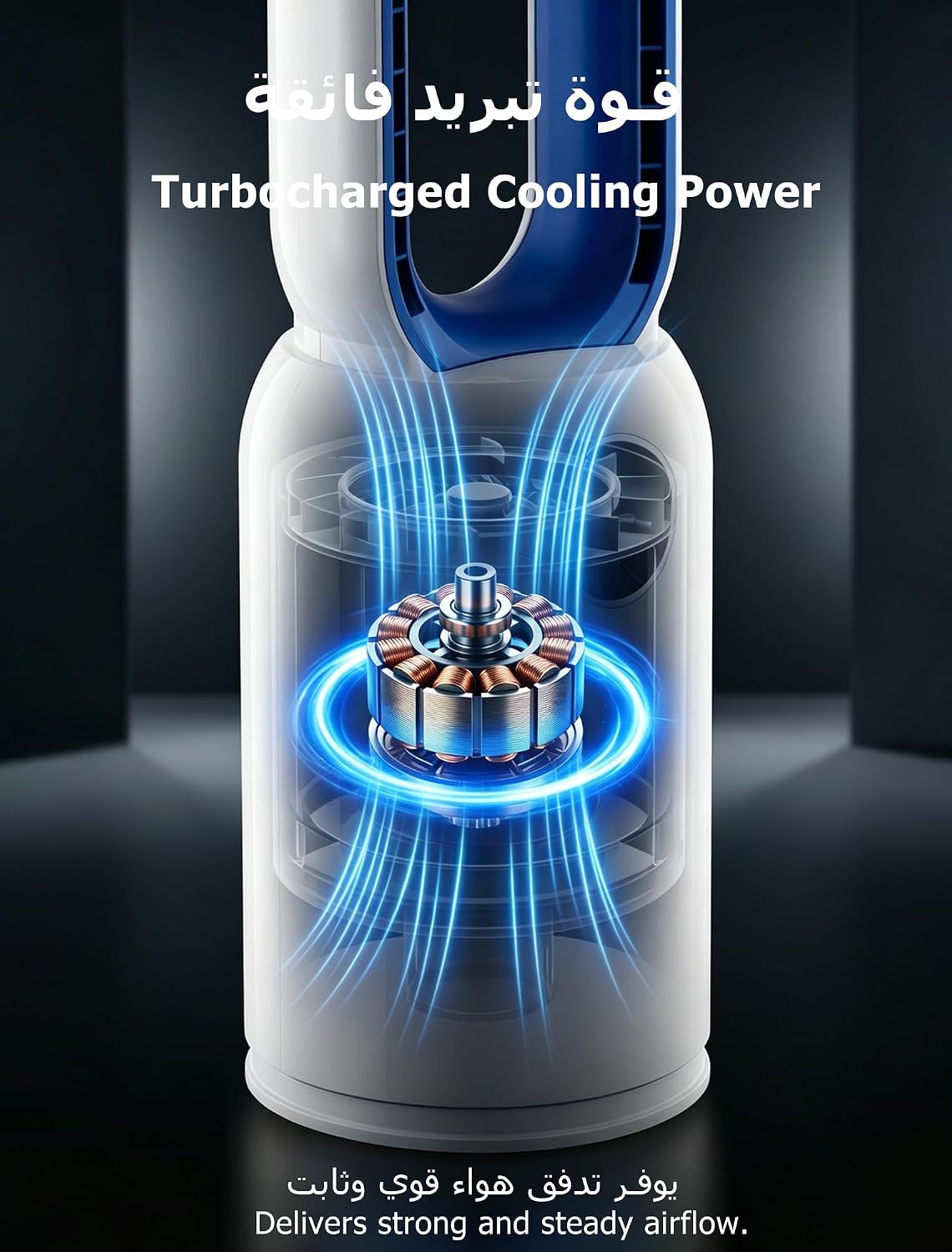 88cm/37 Inch Tower Fan with Remote & LED Display, Silent Bladeless Fan with Max 50W Powerful DC Motor, 24 Speeds, 12H Timer, 60° Oscillation, Quiet Operation for Home, Office & Living Room (White) - الصورة 7