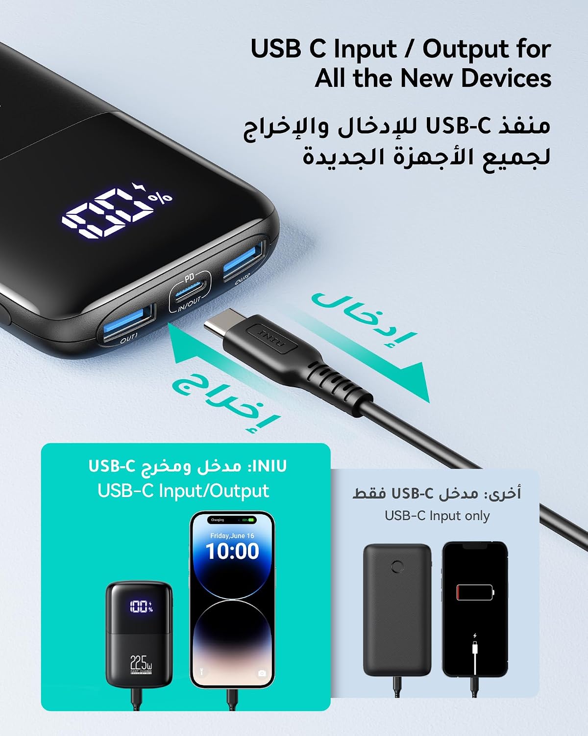 INIU Power Bank, Smallest 10000mAh 22.5W Fast Charging Portable Charger - الصورة 4