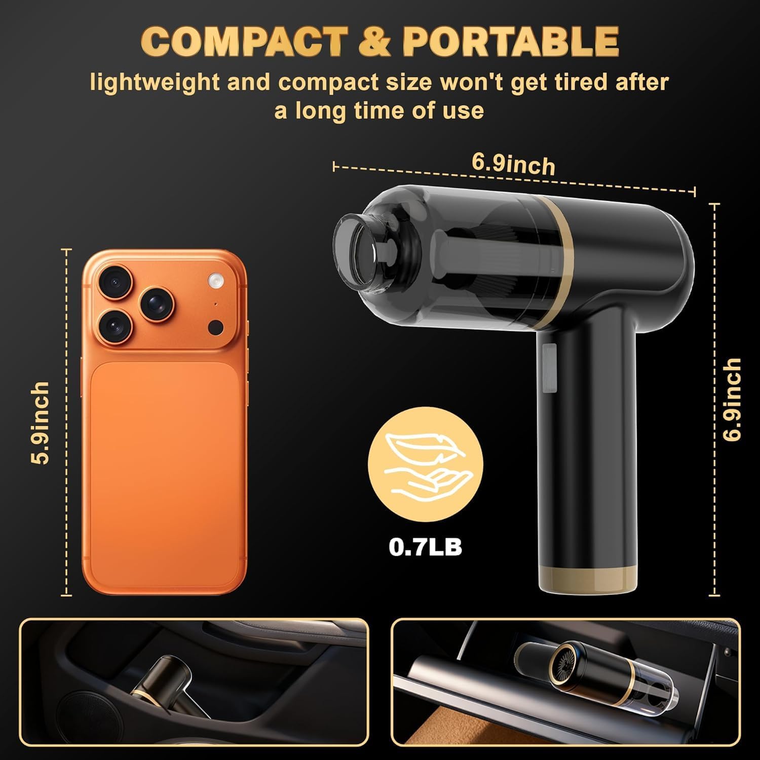 Cozylady Cordless Car Vacuum Cleaner, 30000PA High Power Handheld Vacuum, 4-in-1 Mini Vacuum & Air Duster Blower for Car, Home, Keyboard, Pet Hair - الصورة 2