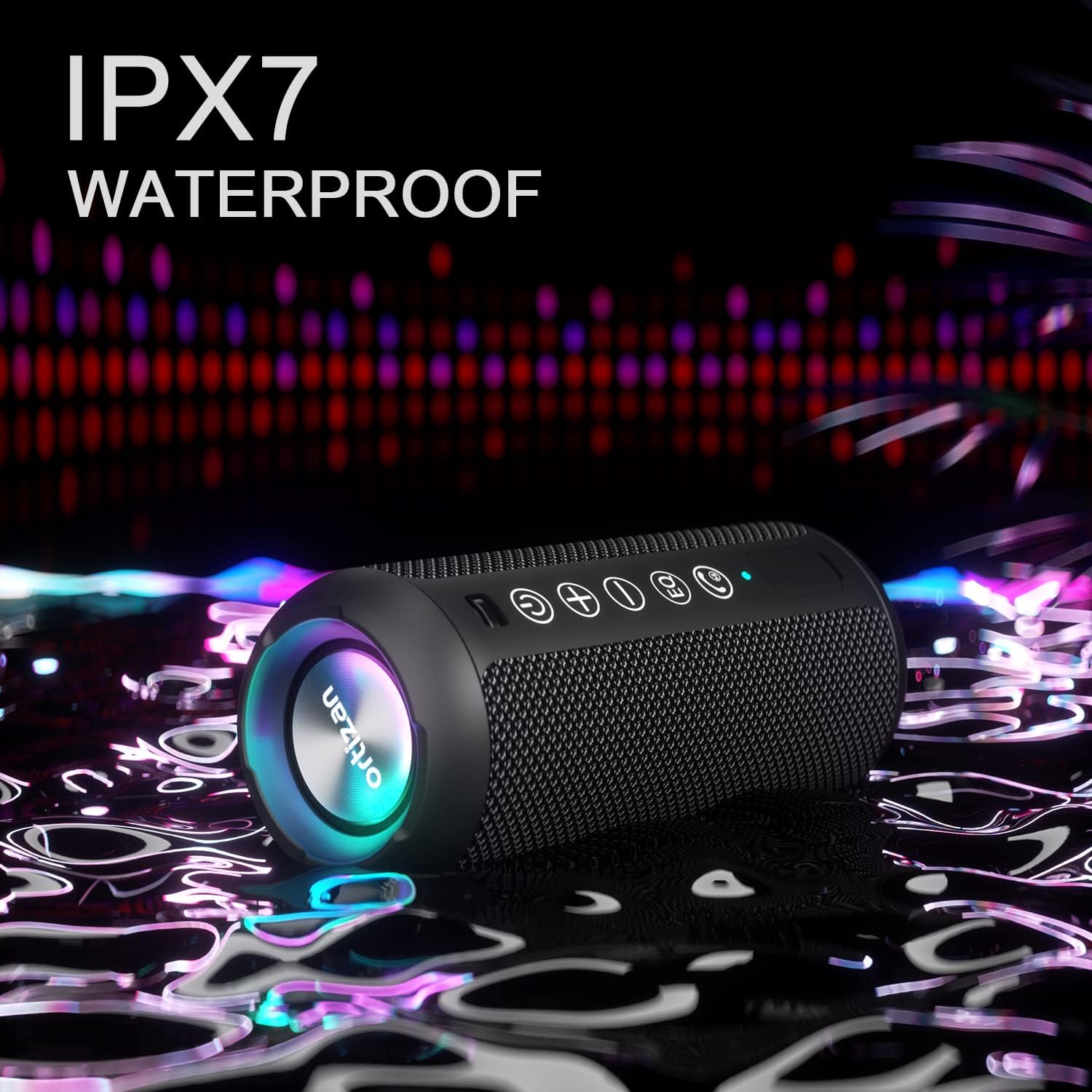 Ortizan Portable Bluetooth Speaker, 24W Loud Stereo Sound with IPX7 Waterproof Wireless Speaker, Outdoor Speakers with Bluetooth 5.0, 30H Playtime, 66ft Bluetooth Range, Dual Pairing for Home - الصورة 7