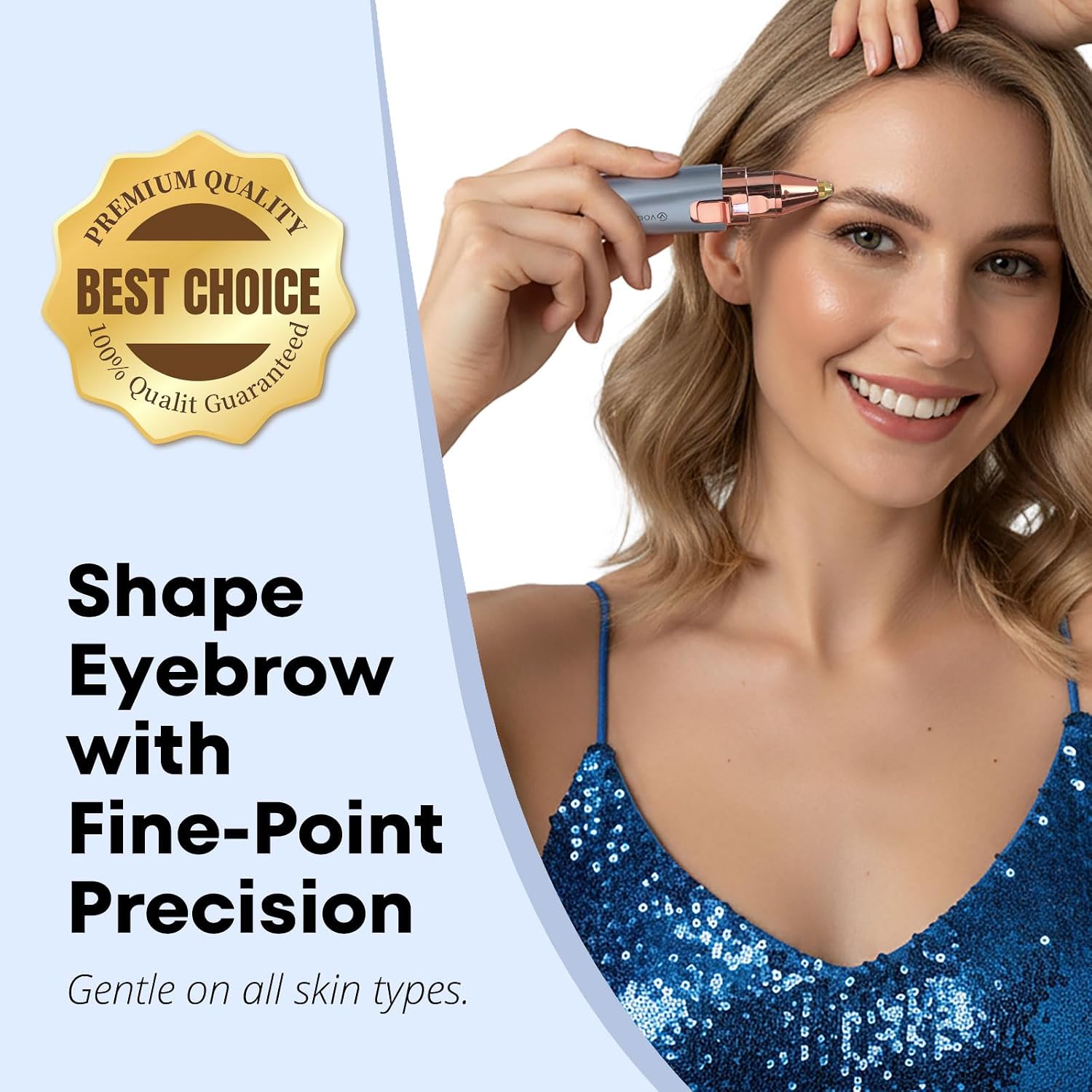Rechargeable Eyebrow Trimmer & Facial Hair Remover for Women, 2 in 1 Eyebrow Razor and Painless Hair Remover, Eyebrow Lips Body Facial Hair Removal for Women with Built-in LED Light (Sky Blue) - الصورة 4