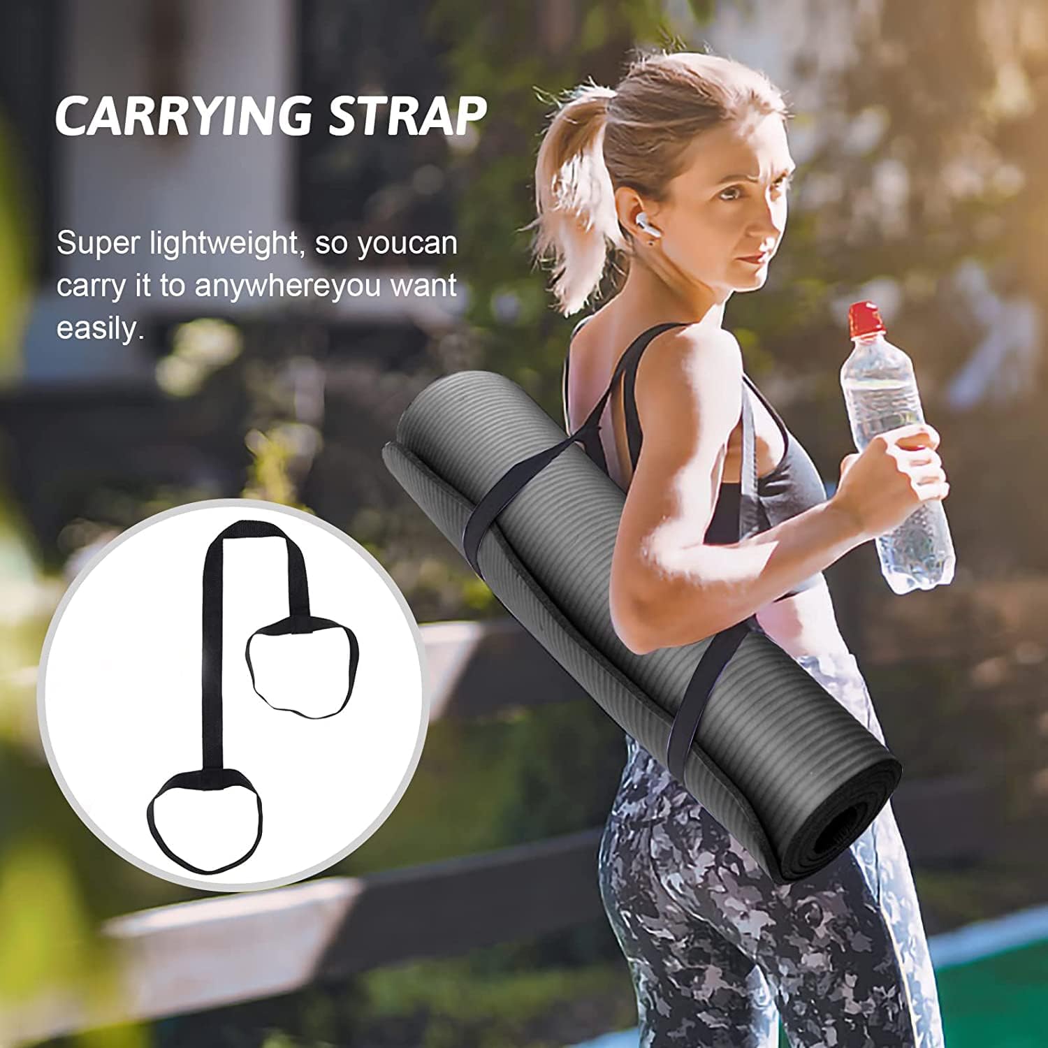 SKY-TOUCH Yoga Mat Non Slip 180 * 60cm, Yoga Mat with Strap Included 10mm Thick Exercise Mat Ideal for HiiT, Pilates, Yoga and Many Other Home Workouts - الصورة 6