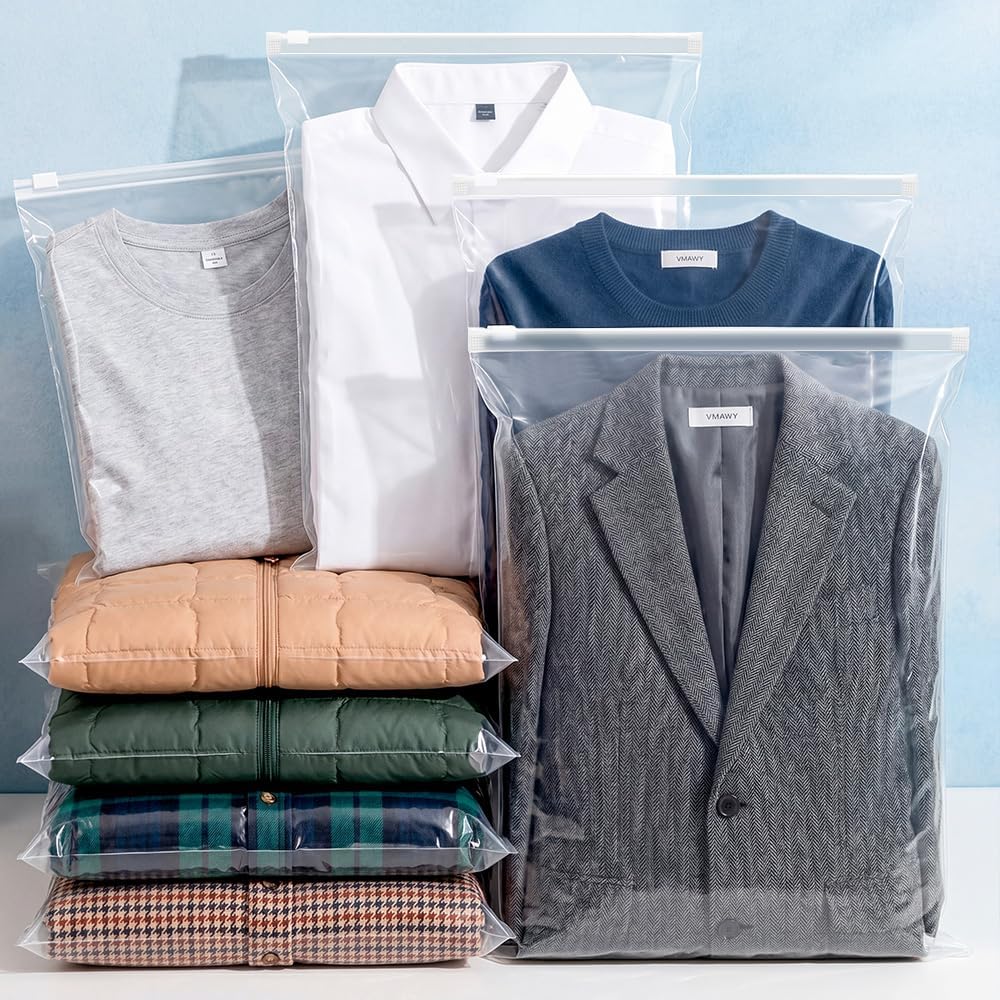 150 Pack Clothes Packaging Bags, Mix Size Resealable Ziplock Bags - الصورة 5