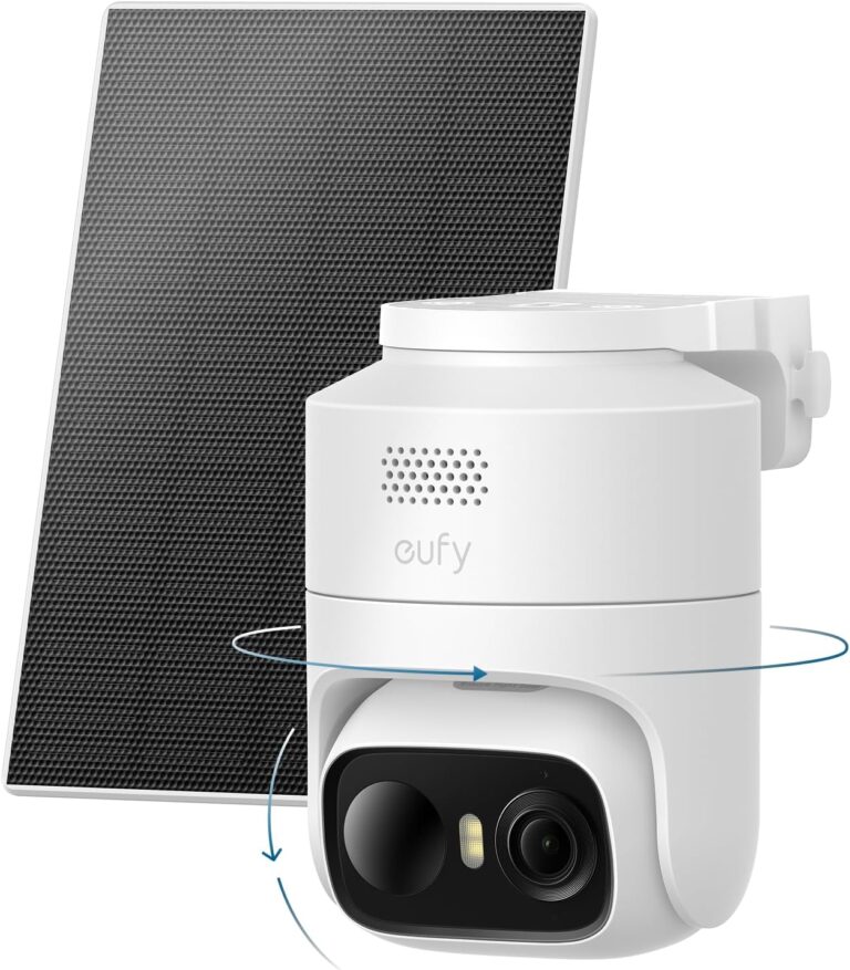eufy Security eufyCam C37 2K Solar Security Camera Outdoor Wireless, 360° Pan & Tilt AI Tracking, Human/Pet/Vehicle Detection, Flexible Solar Panel, Color Night Vision, No Monthly Fee