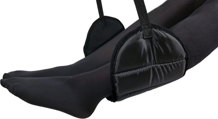 Sleepy Ride - Airplane Footrest Made with Premium Memory Foam - Airplane Travel Accessories - Helps to Prevent Swelling and Soreness - Provides Comfort for Shorter Legs (Jet Black)