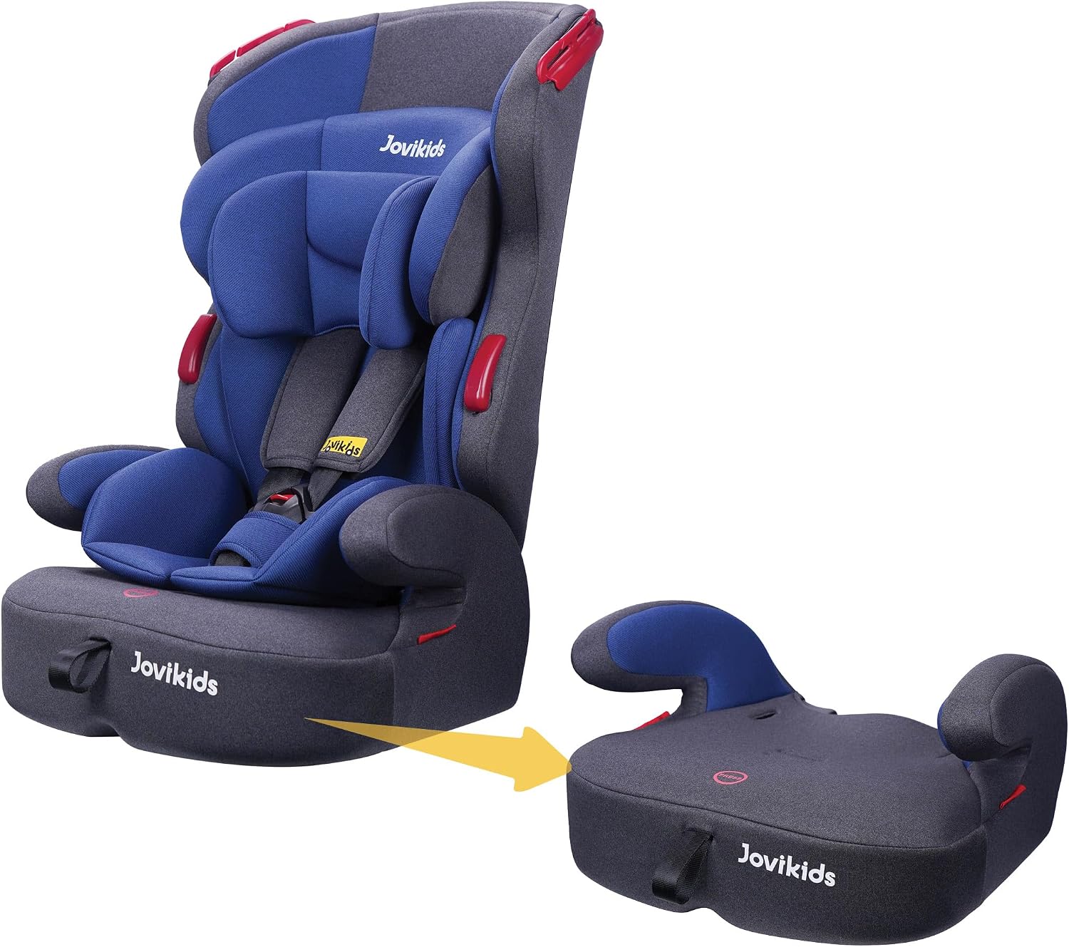 Jovikids Tammy 3in1 Highback Booster Car Seat (Group 1/2/3, 9M-12Y), Convertible to Booster Seat, Forward-Facing Seat w/Adjustable Headrest, 5-point Harness and 3-Point Seat Belt, Baby Travel - Blue