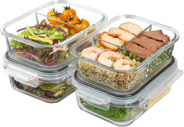 Vtopmart 4 Pack 976ml/33oz Glass Food Storage Containers with Lids
