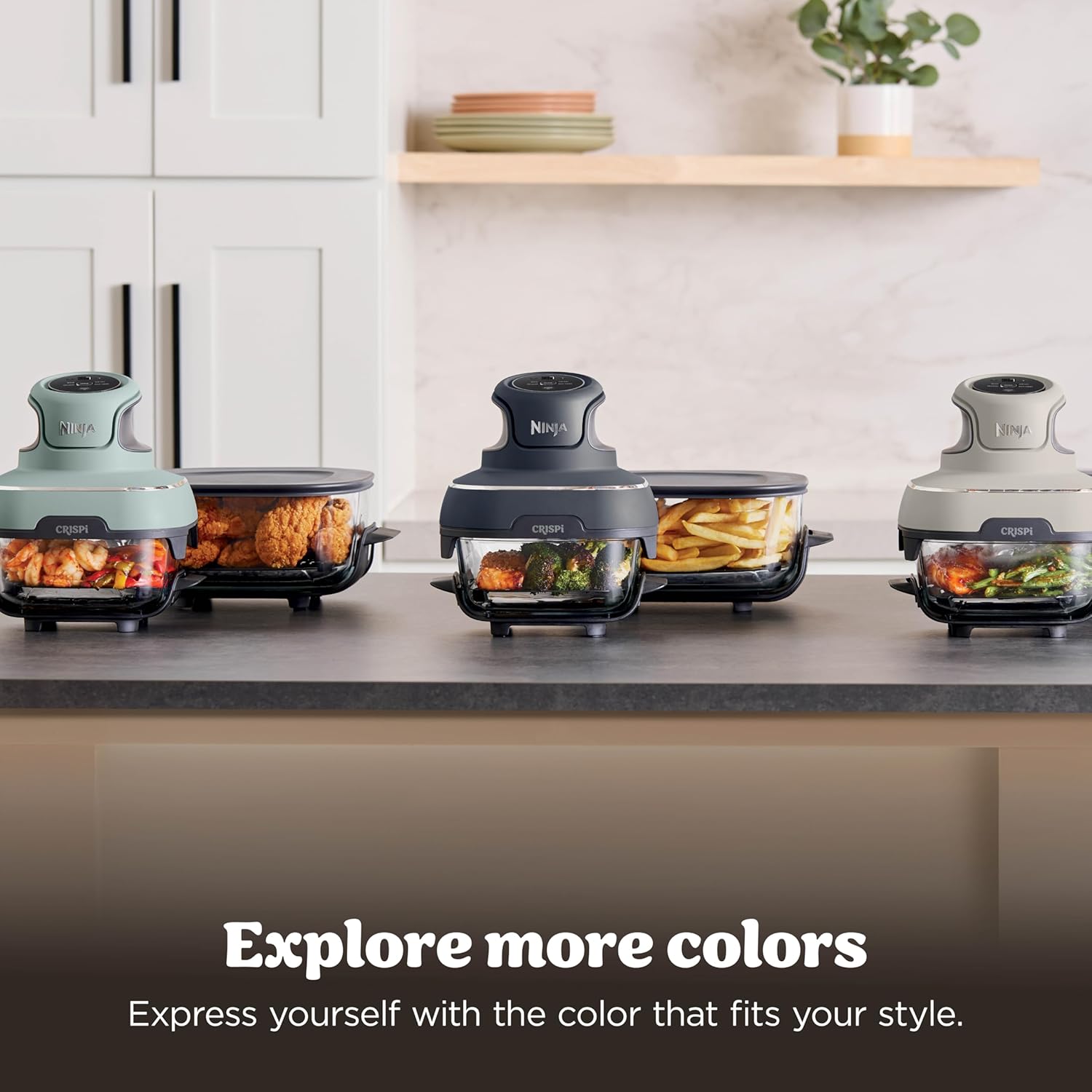 Ninja Crispi 4-in-1 Portable Glass Air Fryer Cooking System, 1700W, 1.4L & 3.8L Glass Containers with Storage Lids, Cyberspace Gray, FN101MEGY, 2 Years Warranty, Middle East Version - الصورة 16