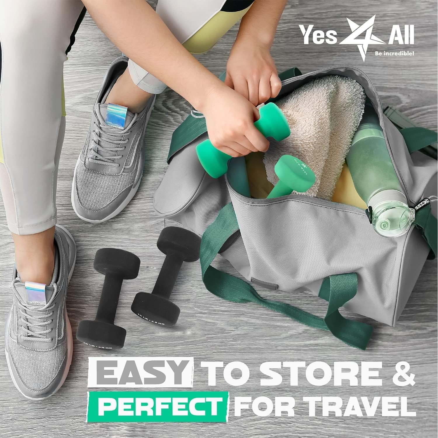 Yes4All Hexagon Neoprene Coated Dumbbell (Pair) - Multiple Weight Options - الصورة 4