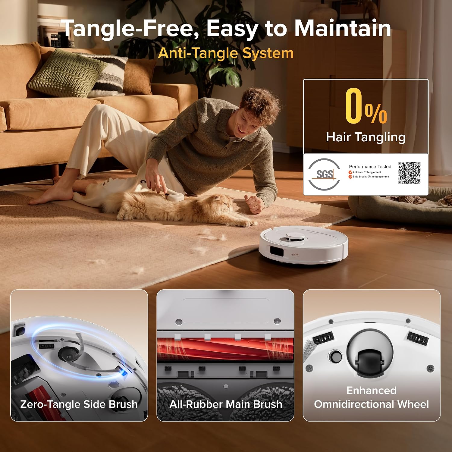 roborock Qrevo S Pro Robot Vacuum(Upgraded from Qrevo 5AE),18,500 Pa Super Suction,Dual Mops with 10 mm Auto-Lift, AI Obstacle Avoidance, Auto Hot Water Mop Washing&Warm Air Self-Drying,Self-Emptying - الصورة 4