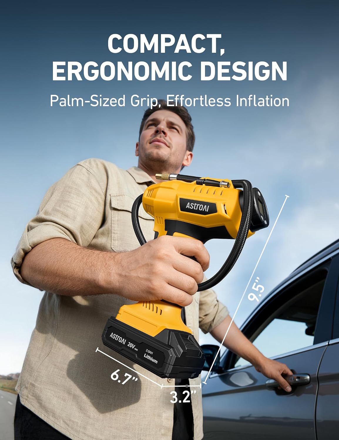 AstroAI Cordless Tire Inflator 160PSI Portable Handheld Air Compressor - الصورة 8