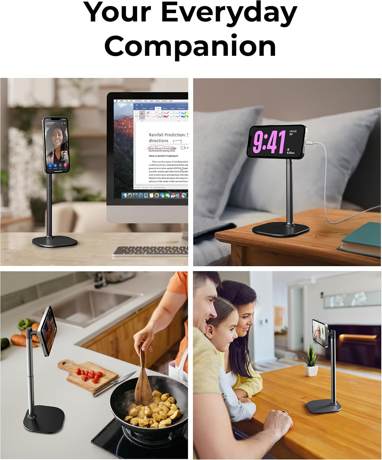 Cooper MagStand - Adjustable Magnetic iPhone Stand for Desk & Phone Holder for Video Recording, Compatible with MagSafe, Stand for iPhone 17 Pro Max, 16-12, Small Mag Safe Tripod (Night Black) - الصورة 5