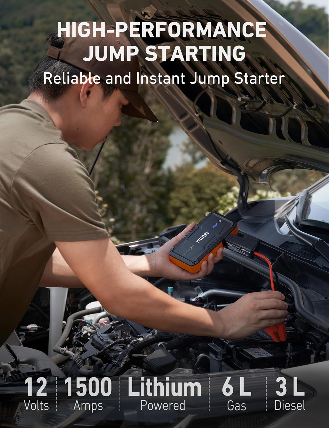 AstroAI Jump Starter Portable Car Jump Starter 12V Car Battery Charger - الصورة 2