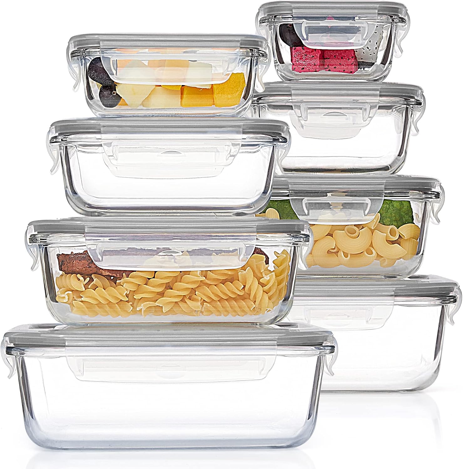 Vtopmart 8 Pack Glass Containers Set for Food Storage with Airtight Lids
