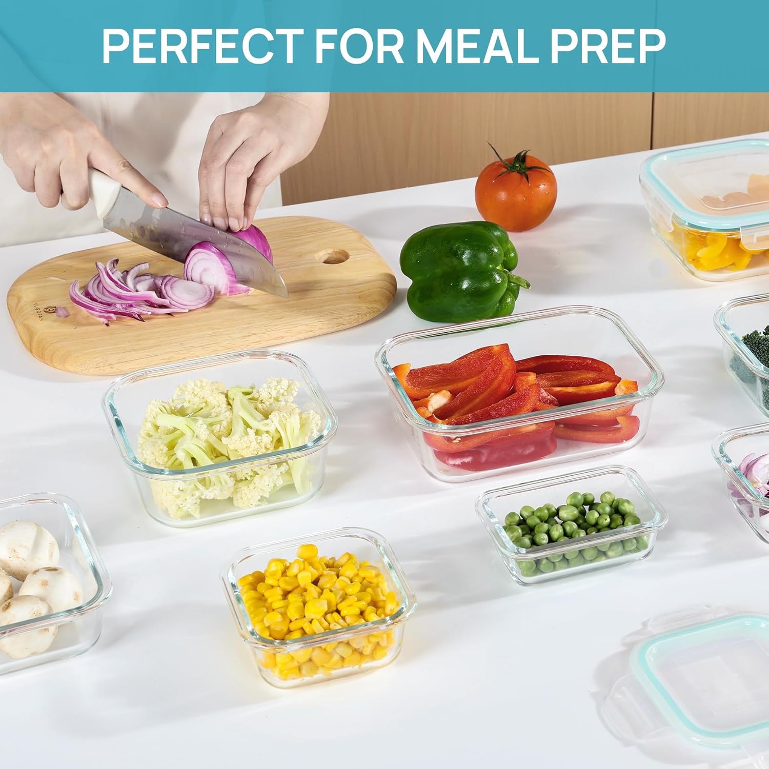 Vtopmart 8 Pack Glass Containers Set for Food Storage with Airtight Lids - الصورة 5
