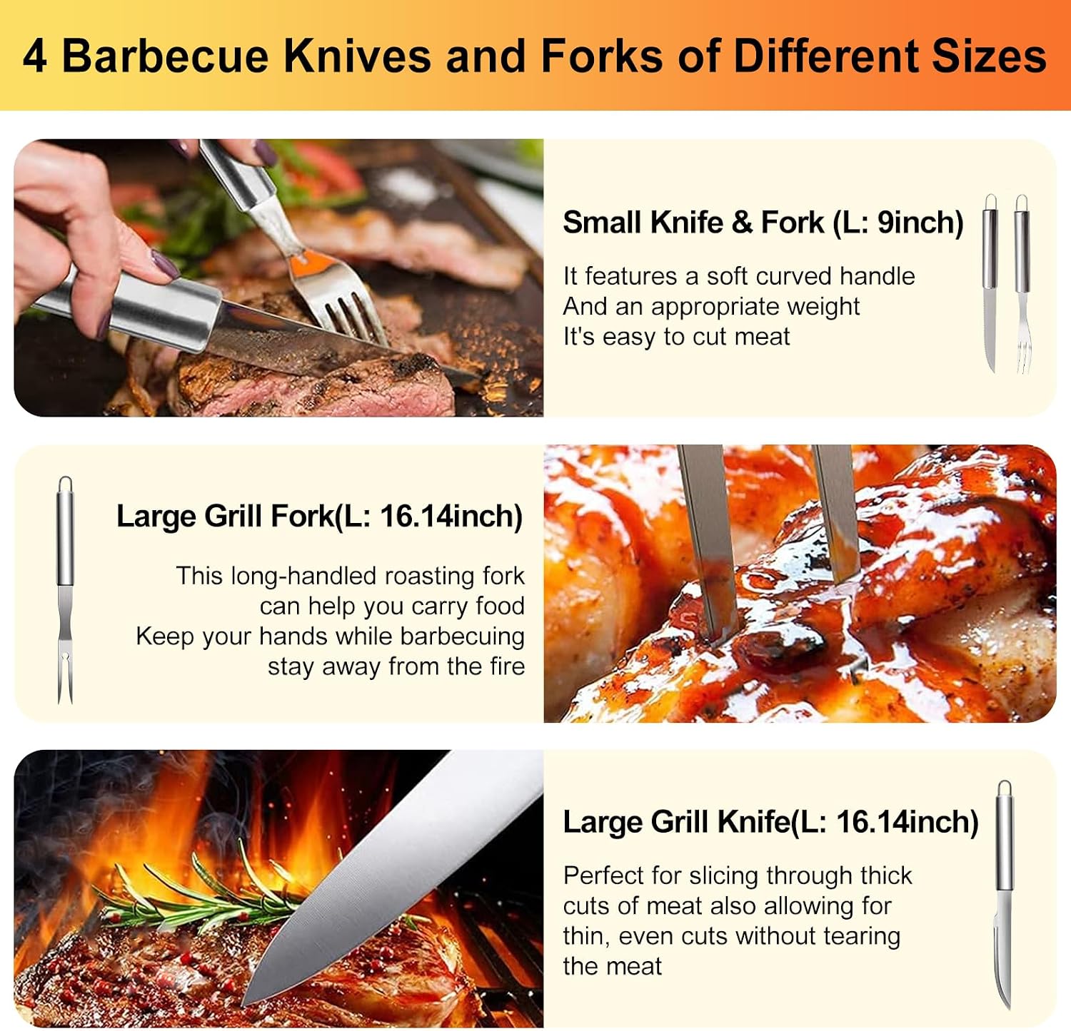 46pcs BBQ Grill Accessories Kit, Heavy Duty Stainless Steel Grill Tools Set, All-in-One Grilling Utensils for Outdoor Cooking for Men, Dad & Grillers - الصورة 4