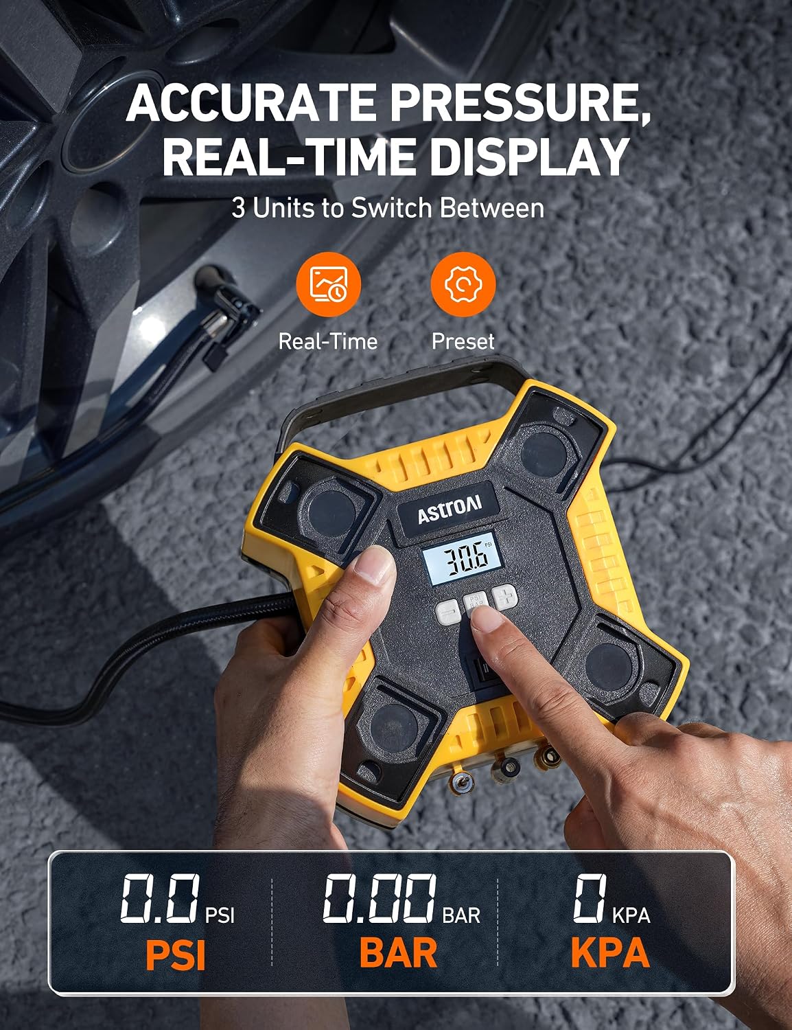 AstroAI Tire Inflator Air Compressor Car Tyre Inflator 12V DC&160PSI - الصورة 3
