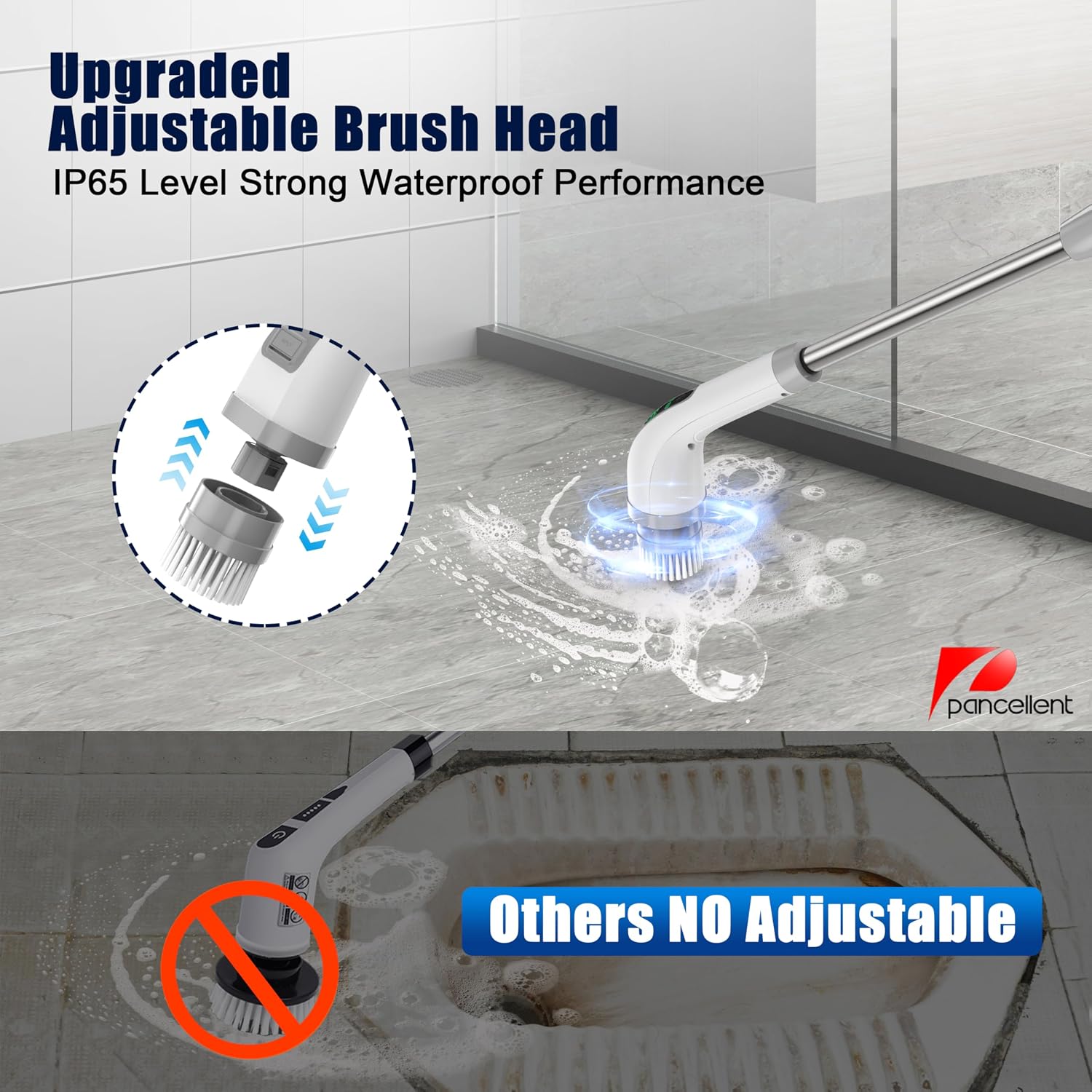 Electric Spin Scrubber, 2025 Upgrade 7 in 1 Electric Cleaning Brush,360RPM Powerful Cleaning, 1.5H Bathroom Scrubber Dual Speed with Extension Arm for Kitchen, Car, Tile, Wall, Floor, Shower - الصورة 7