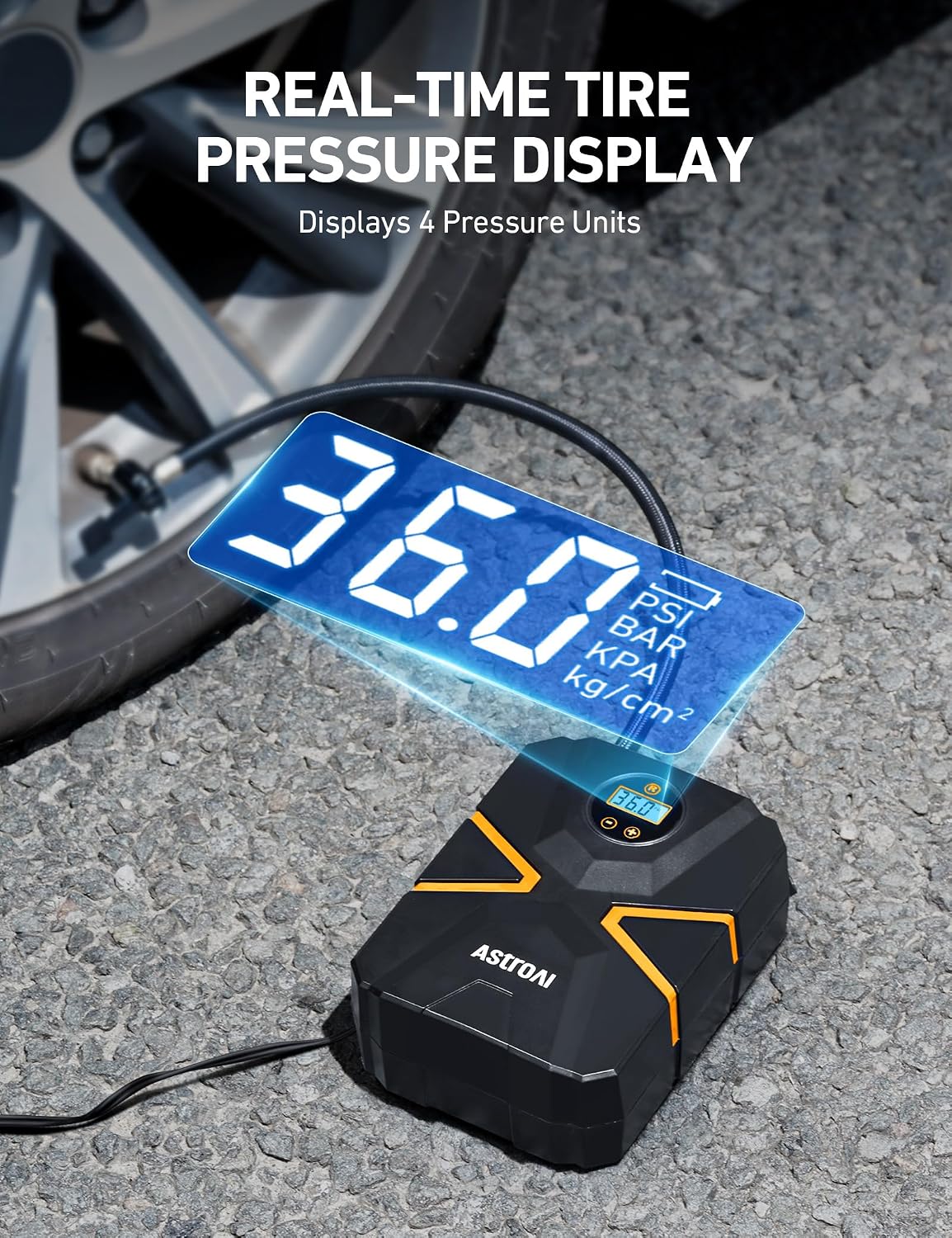 AstroAI Tire Inflator Air Compressor 12V DC Digital Car Air pump 150 PSI - الصورة 2