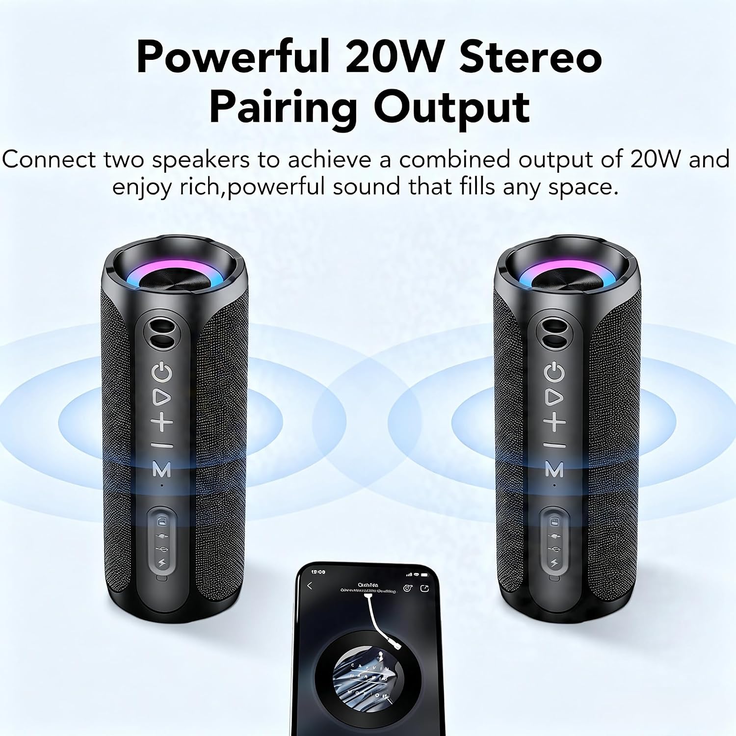 Bluetooth Speaker Portable Wireless Speaker IPX7 Waterproof Outdoor - الصورة 9
