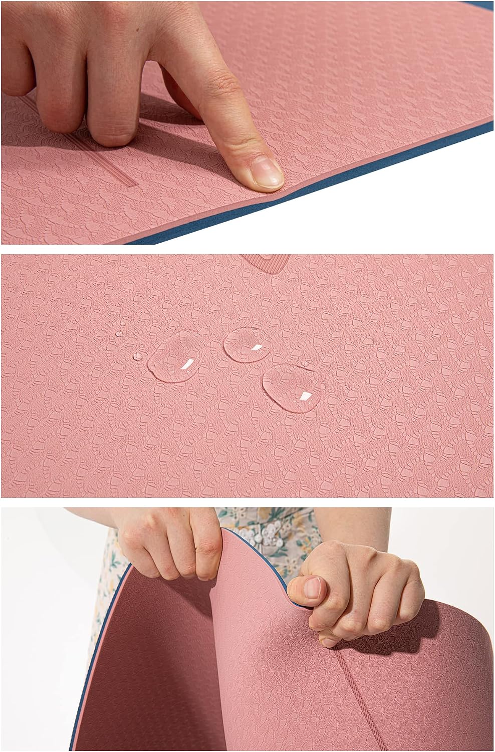HERUI Yoga Mat Alignment Lines Anti-Slip Exercise Mat with Carrying Bag Fitness Mat for Pilates 183CM*61CM*6MM Thickness for Woman Man Beginners - الصورة 4