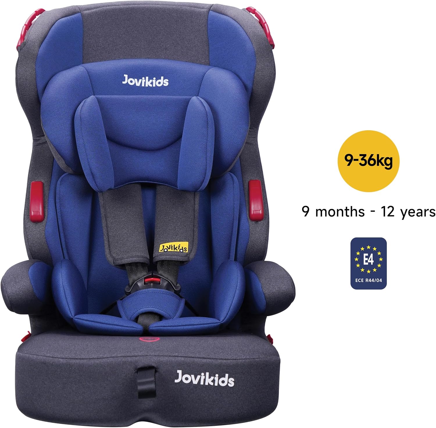 Jovikids Tammy 3in1 Highback Booster Car Seat (Group 1/2/3, 9M-12Y), Convertible to Booster Seat, Forward-Facing Seat w/Adjustable Headrest, 5-point Harness and 3-Point Seat Belt, Baby Travel - Blue - الصورة 6