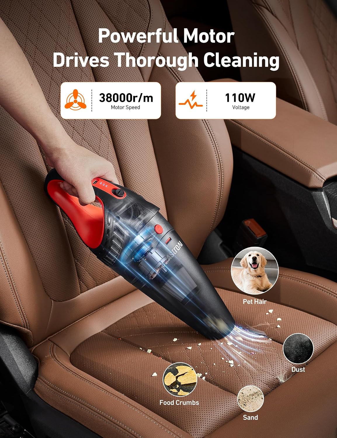 AstroAI Car Vacuum Cleaner Portable Cordless Car vacuum with 12V DC Power - الصورة 2