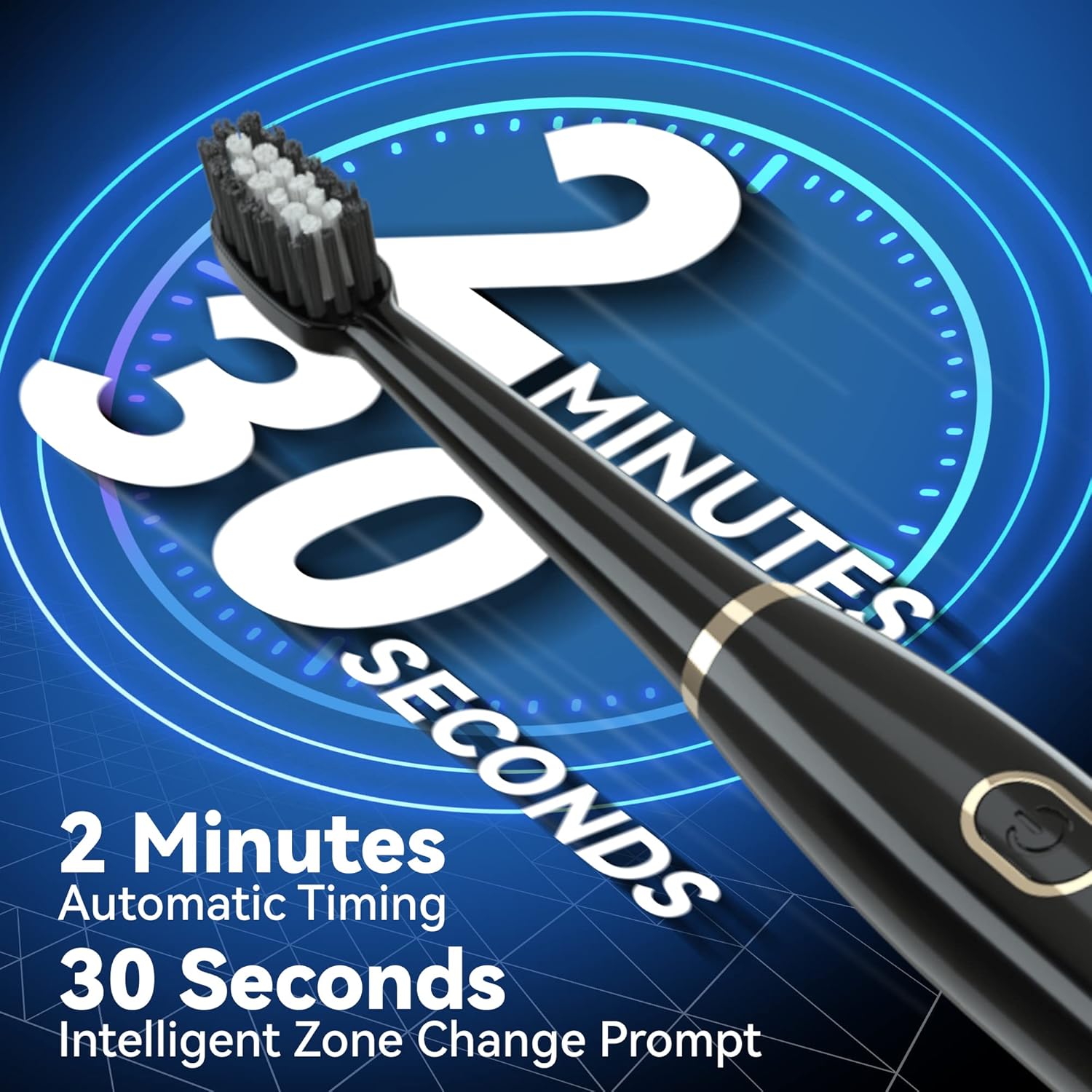 7AM2M Sonic Electric Toothbrush for Adults and Kids- High Power Rechargeable Toothbrushes with 8 Brush Heads,5 Adjustable Modes, Built-in 2-Minute Smart Timer,4 Hours Fast Charge for 30 Days (Black) - الصورة 4