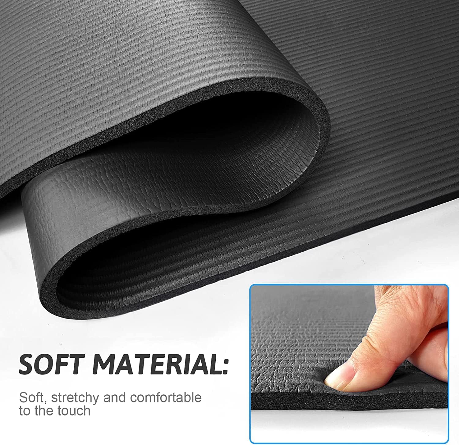 SKY-TOUCH Yoga Mat Non Slip 180 * 60cm, Yoga Mat with Strap Included 10mm Thick Exercise Mat Ideal for HiiT, Pilates, Yoga and Many Other Home Workouts - الصورة 3