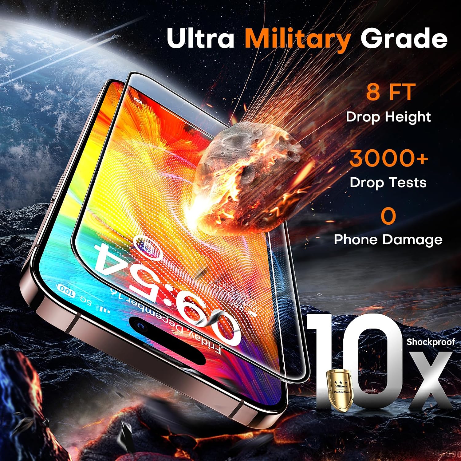 TOCOL 2 Pack for iPhone 16 Pro Screen Protector 6.3 Inch, Easy Installation Full Coverage No Bubbles No Dust Military Grade Shatterproof, 9H Hardness Tempered Glass Screen Protector, Case Friendly - الصورة 3