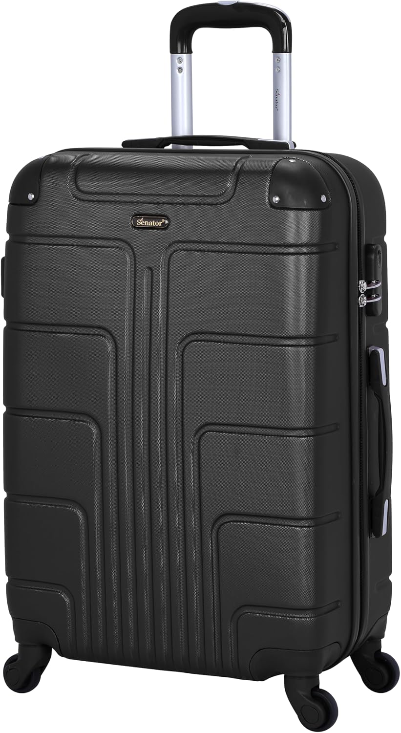 Senator Hard Shell Luggage Set 3-Piece Suit Case on Wheels for Unisex Travel A1012 | ABS Lightweight Hard side Luggage with Spinner Wheels 4 (Set of 3, Black) - الصورة 9