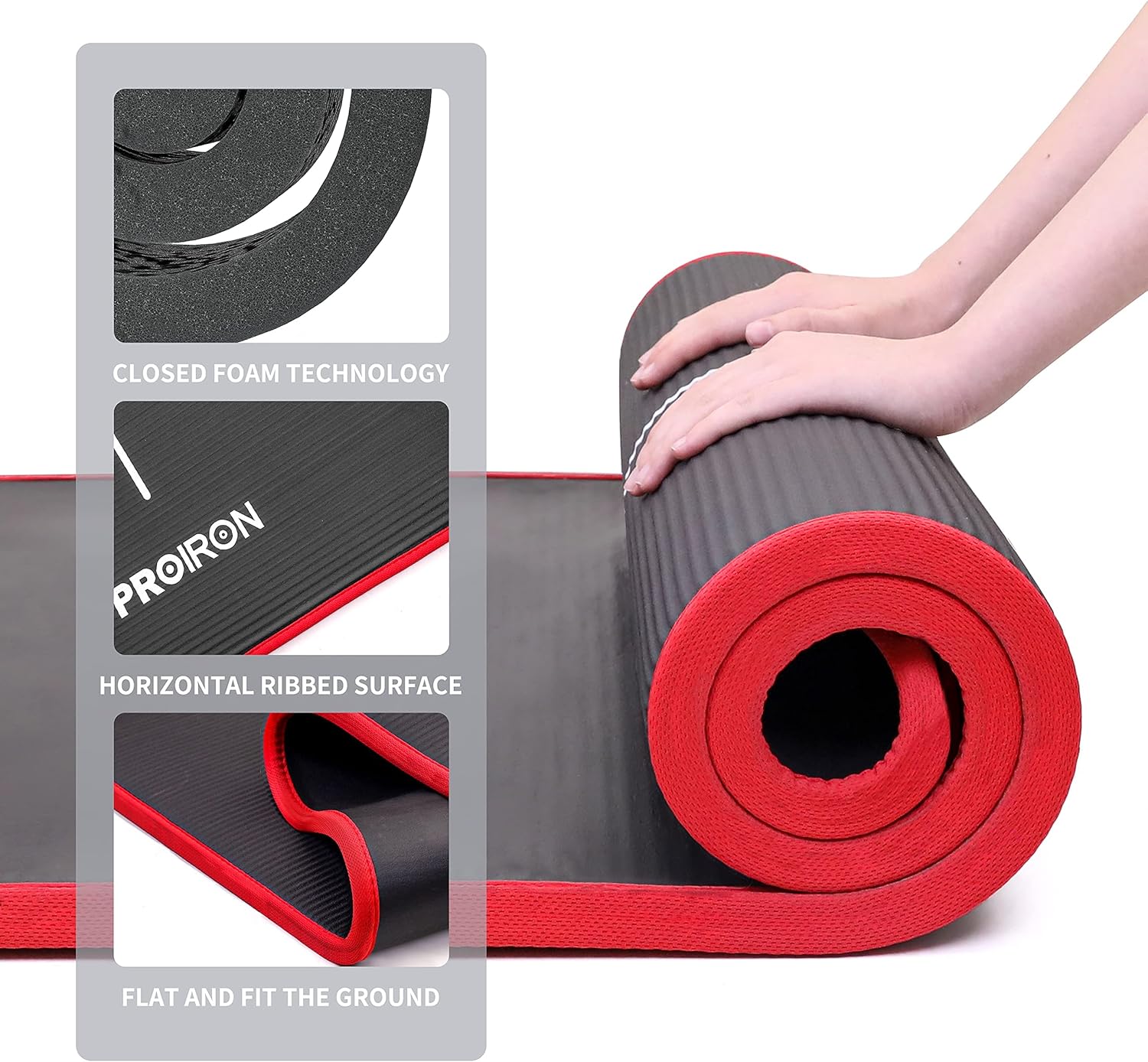 PROIRON Yoga Mat Eco Friendly NBR All-Purpose 10mm Thick Non-Slip Exercise Mat High Density Anti-Tear Pilates Mat with Carrying Strap for Yoga Pilates and Gymnastics - 183cm x 66cm x 1cm - 7 Colours - الصورة 4