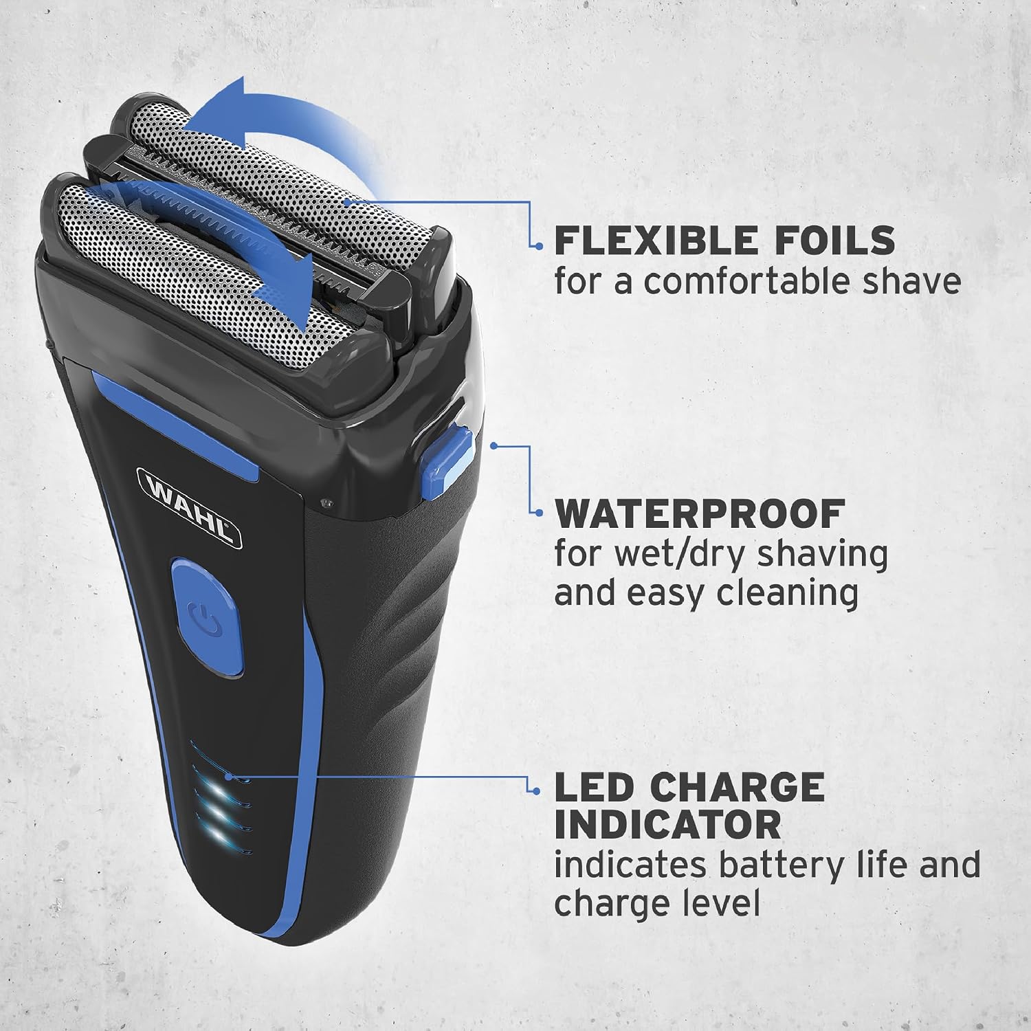 Wahl 7063-027 Groomsman Electric Shaver Rechargeable Wet/Dry Waterproof Electric Razor for Cordless Men's Shaving & Grooming - Lithium Ion with Long Run Time & Quick Charge – Model 7063 - الصورة 2