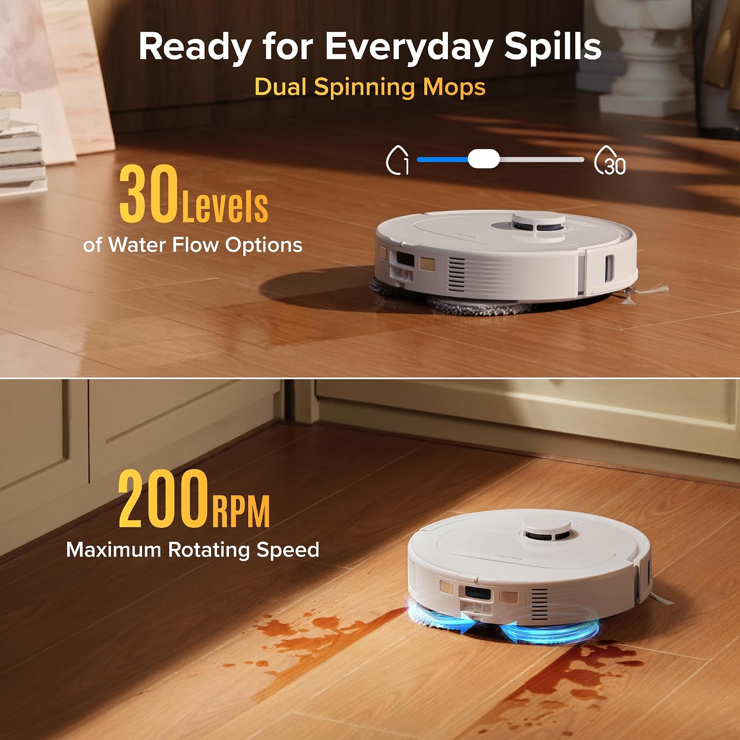 roborock Qrevo S Pro Robot Vacuum(Upgraded from Qrevo 5AE),18,500 Pa Super Suction,Dual Mops with 10 mm Auto-Lift, AI Obstacle Avoidance, Auto Hot Water Mop Washing&Warm Air Self-Drying,Self-Emptying - الصورة 5