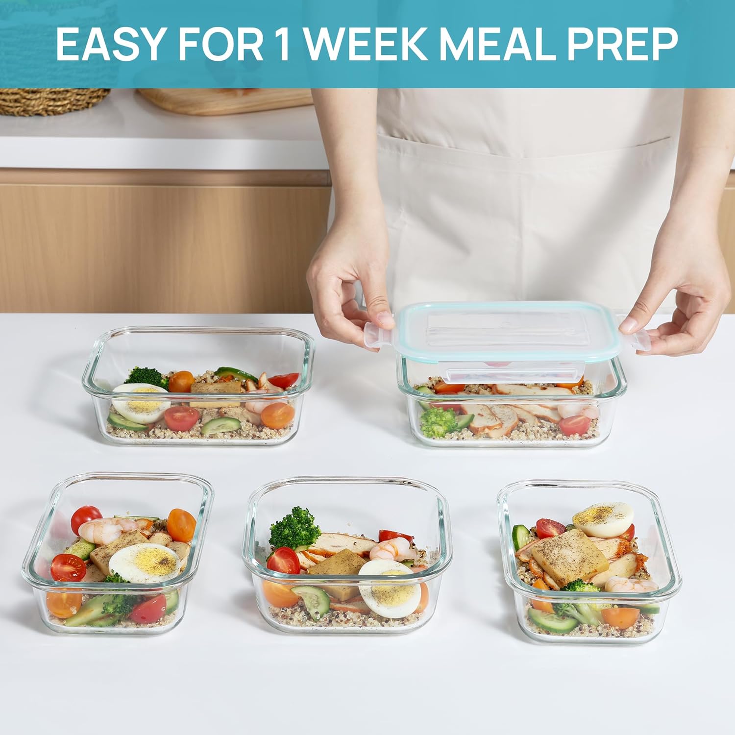 Vtopmart 8 Pack Glass Containers Set for Food Storage with Airtight Lids - الصورة 6