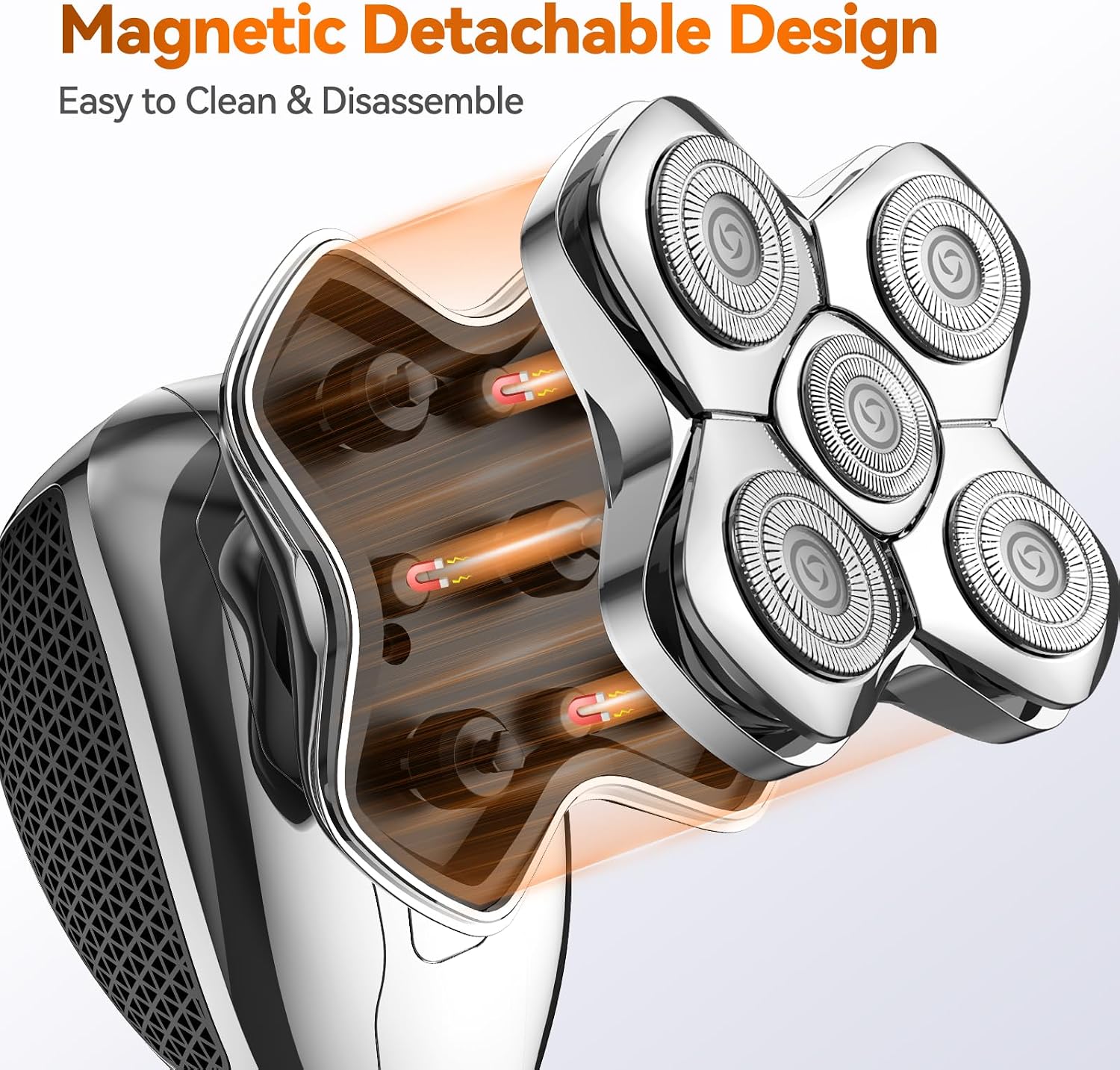 Maxgroom Head Shavers for Bald Men – Waterproof Electric Razor with Flexible Blades, Close Shave, Cordless Rechargeable & Long Battery Life, LED Display, Ideal Gift for Dad Husband (Silver) - الصورة 4