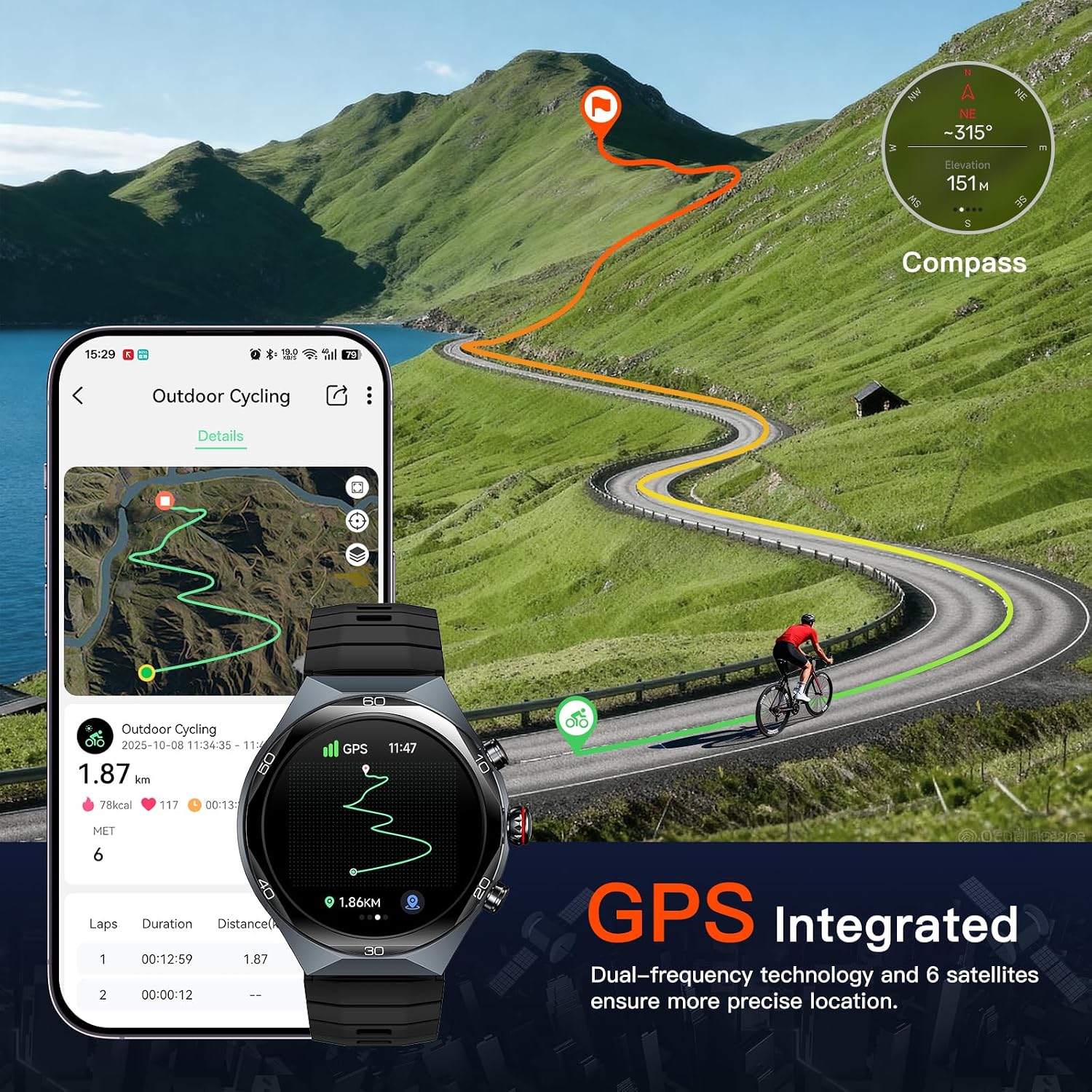 Kieslect AI Smart Watch 1.46" AOD Display GPS Bluetooth Calls Zero-Delay Smart Watches for Men Video Watch Face 14-Day Battery 5ATM Waterproof, 180+ Sports Modes Elite 2 - الصورة 4