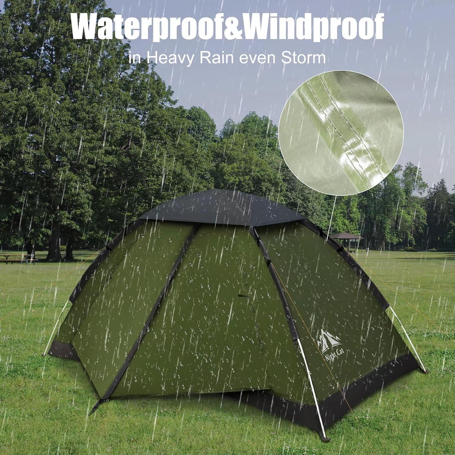 Night Cat Backpacking Tent for One Person Waterproof Single Camping Tent Lightweight Easy Manual Setup 2.2x1.2m - الصورة 4