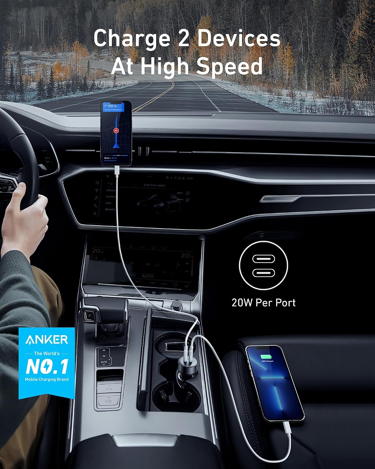 Anker USB C Car Charger, 40W 2-Port PowerIQ 3.0 Type C Adapter, iPhone 16 Car Charger, PowerDrive III Duo with Power Delivery for iPhone 16/15/14/13 - الصورة 2