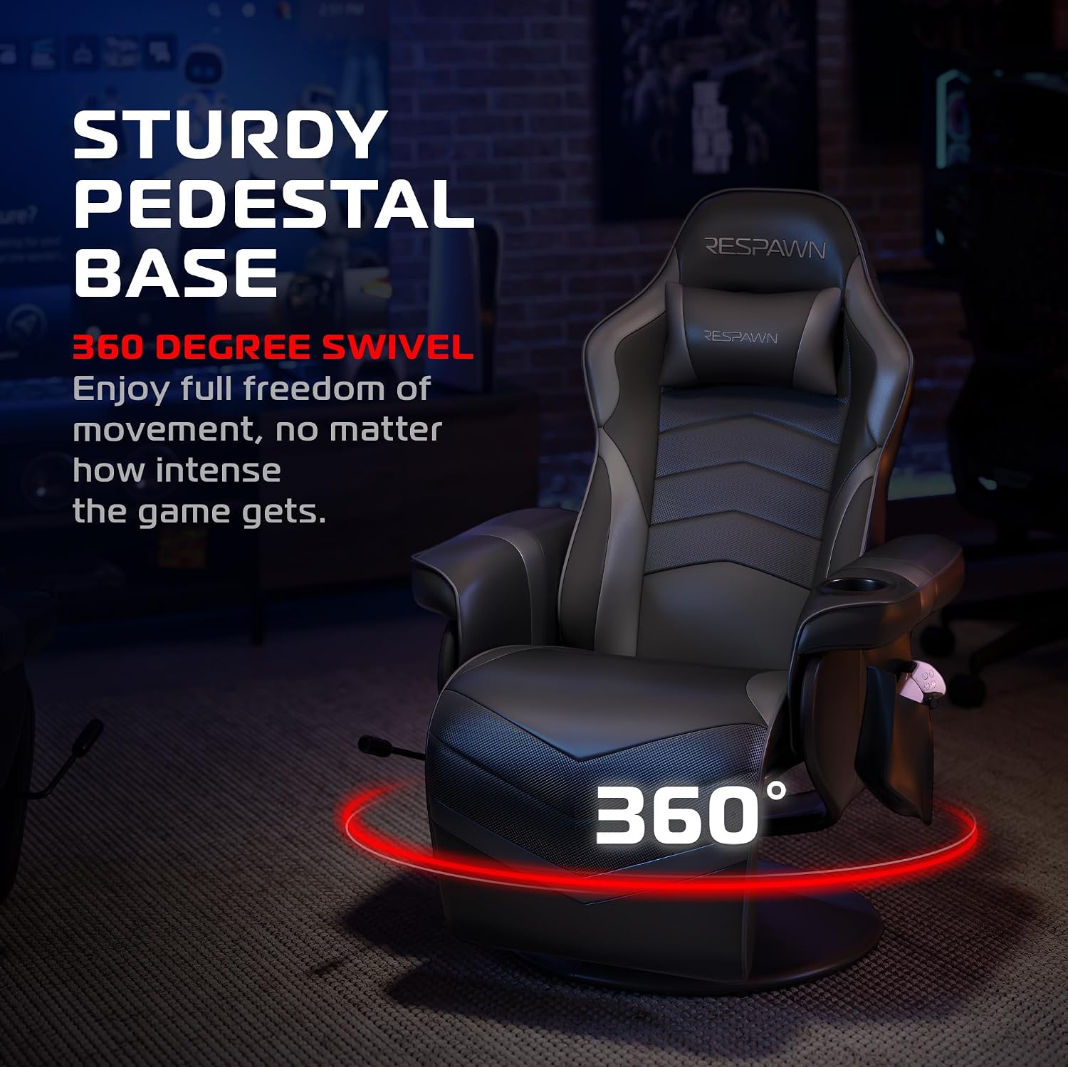 RESPAWN 900 Gaming Recliner - Adjustable Leg Rest and Recline, Reclining Gaming Chair with Footrest and Cupholder - Gray - الصورة 6