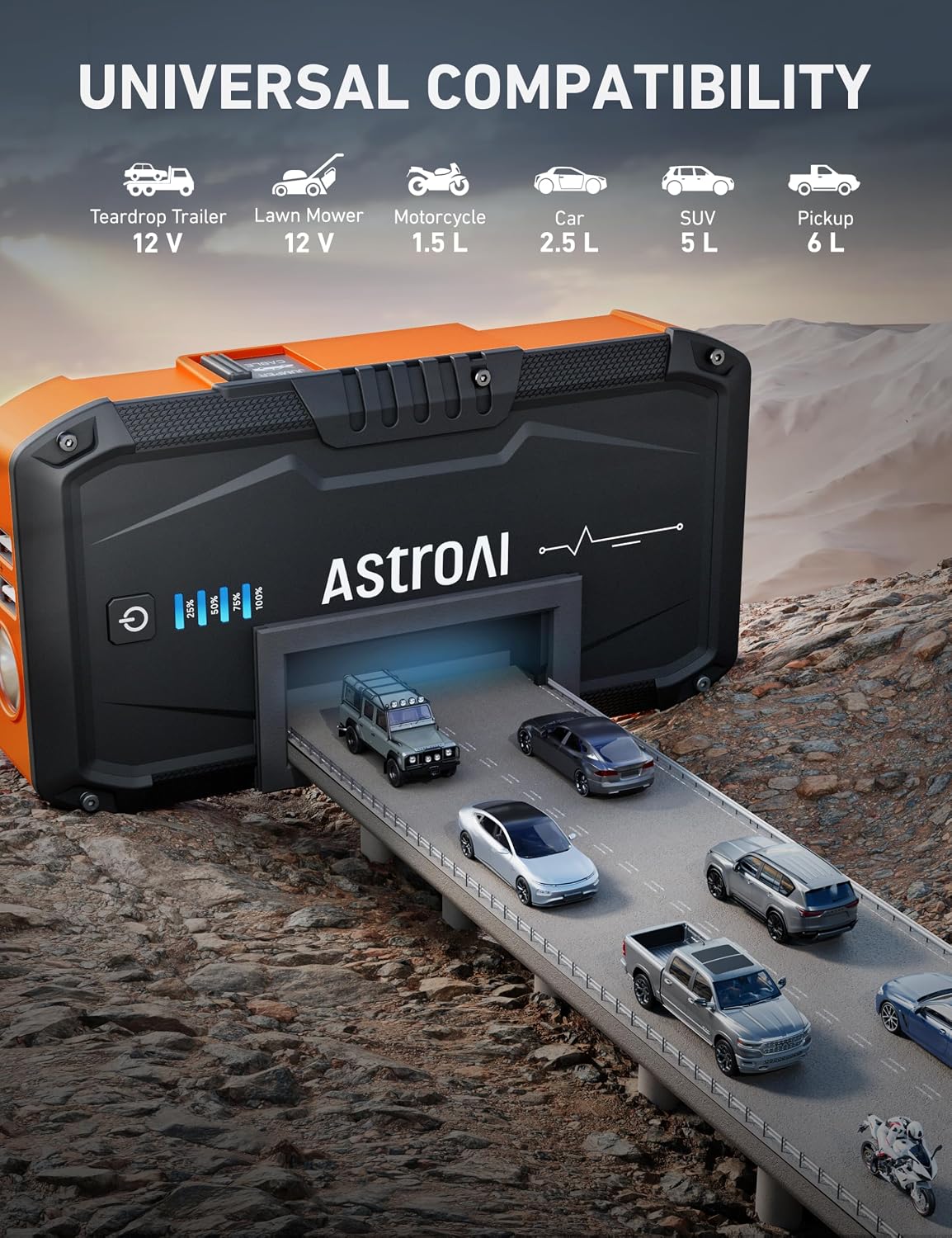 AstroAI Jump Starter Portable Car Jump Starter 12V Car Battery Charger - الصورة 4