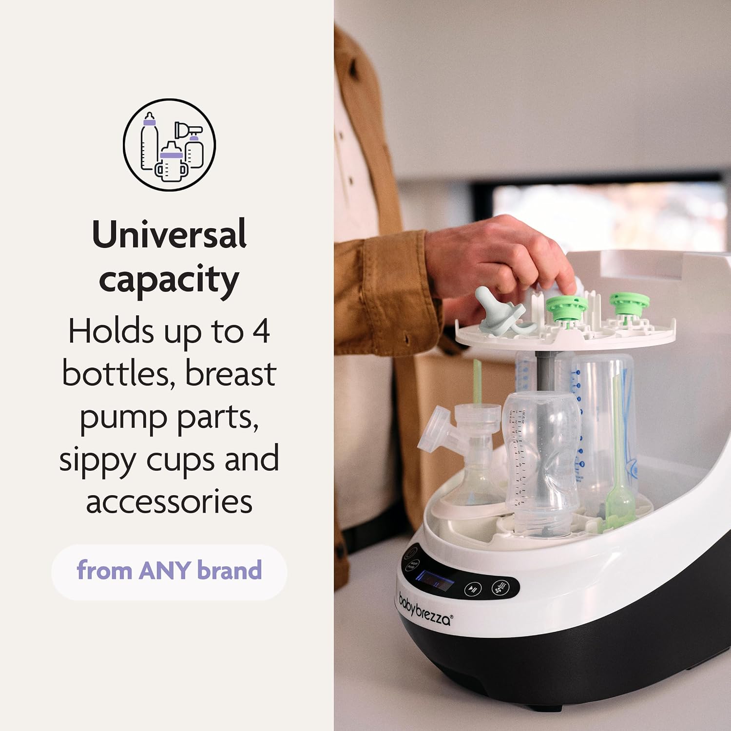 Baby Brezza Bottle Washer Pro - Baby Bottle Washer, Sterilizer + Dryer - All in One Machine Cleans Bottles, Pump Parts, & Sippy Cups - Replaces Hand Washing, Bottle Brushes and Drying Racks - الصورة 7