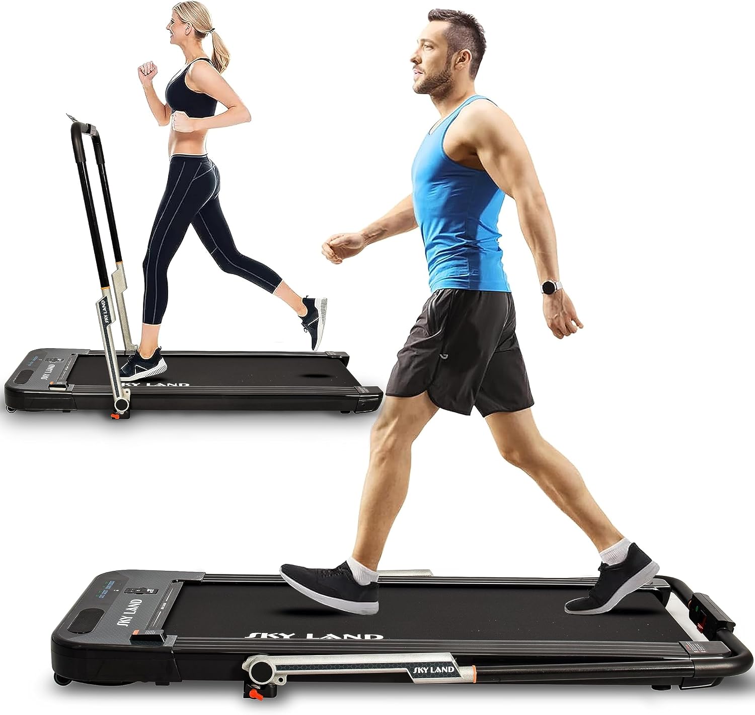 SKY LAND 2-in-1 Foldable Walking Pad Treadmill for Home & Office, 2.5HP Motor, Remote Control, LED Display, Compact Under Desk Treadmill, Space Saving Fitness Equipment, Multiple Options Available - الصورة 2